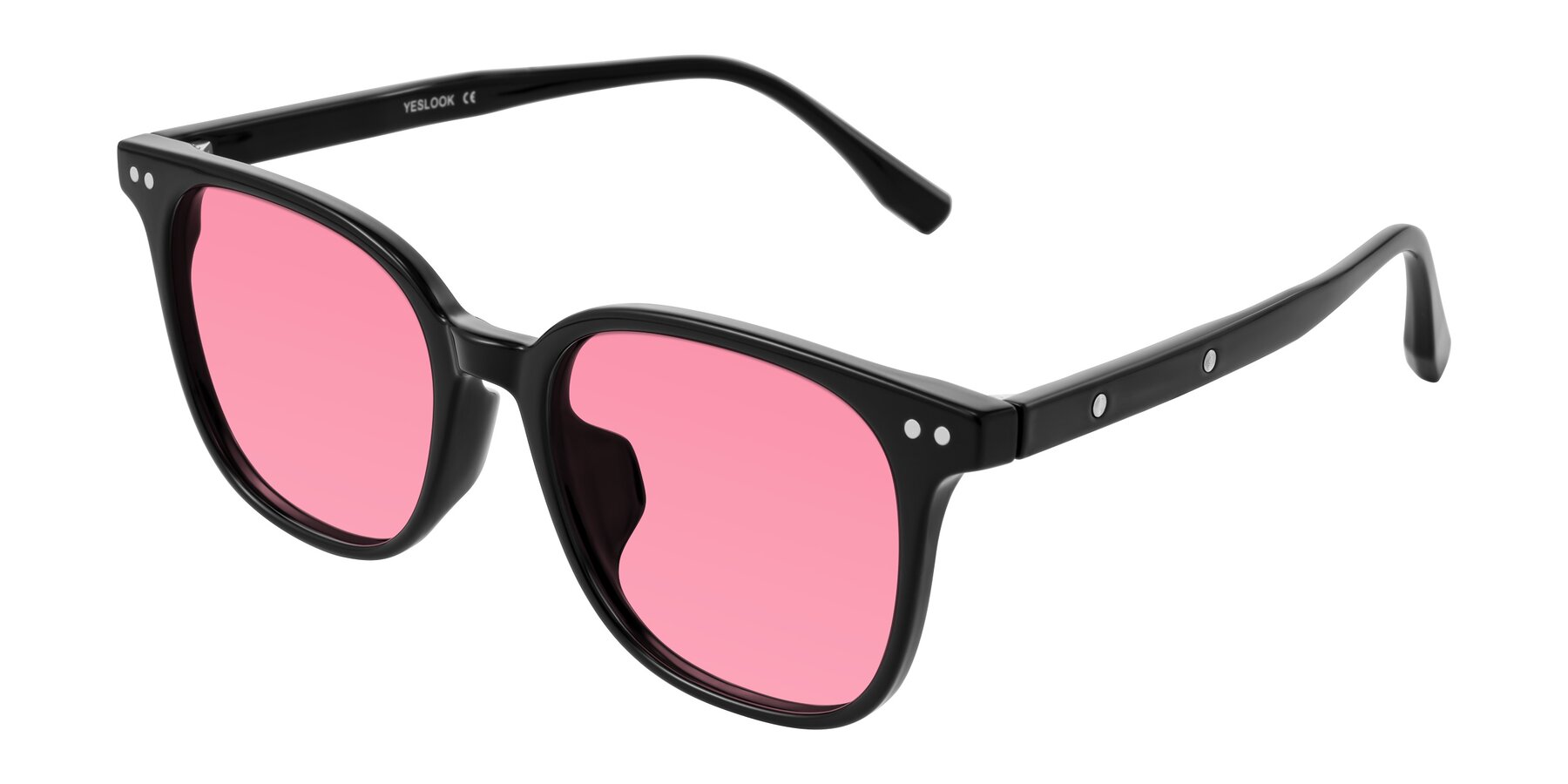 Angle of Lozzuri in Black with Pink Tinted Lenses