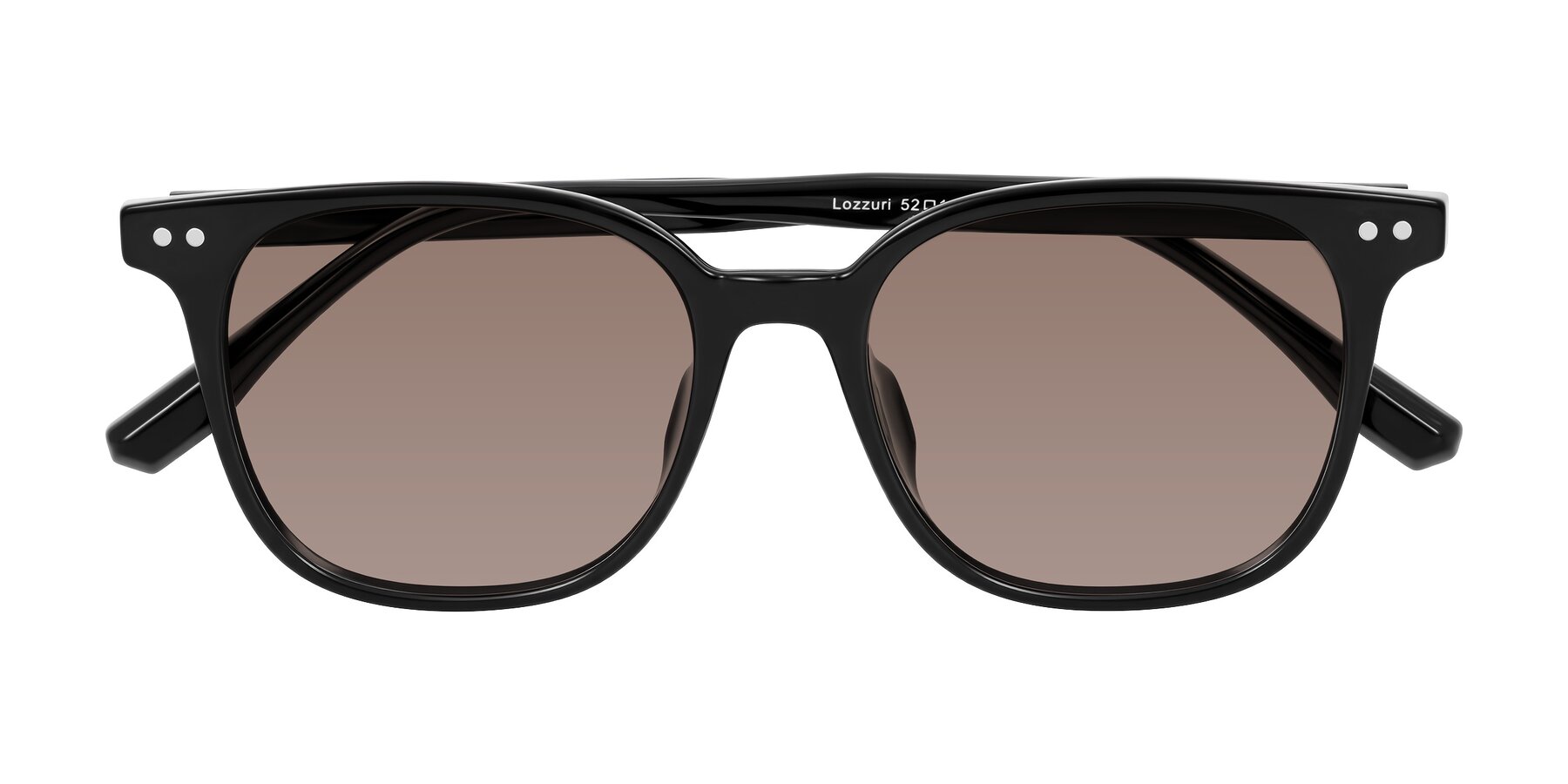 Folded Front of Lozzuri in Black with Medium Brown Tinted Lenses