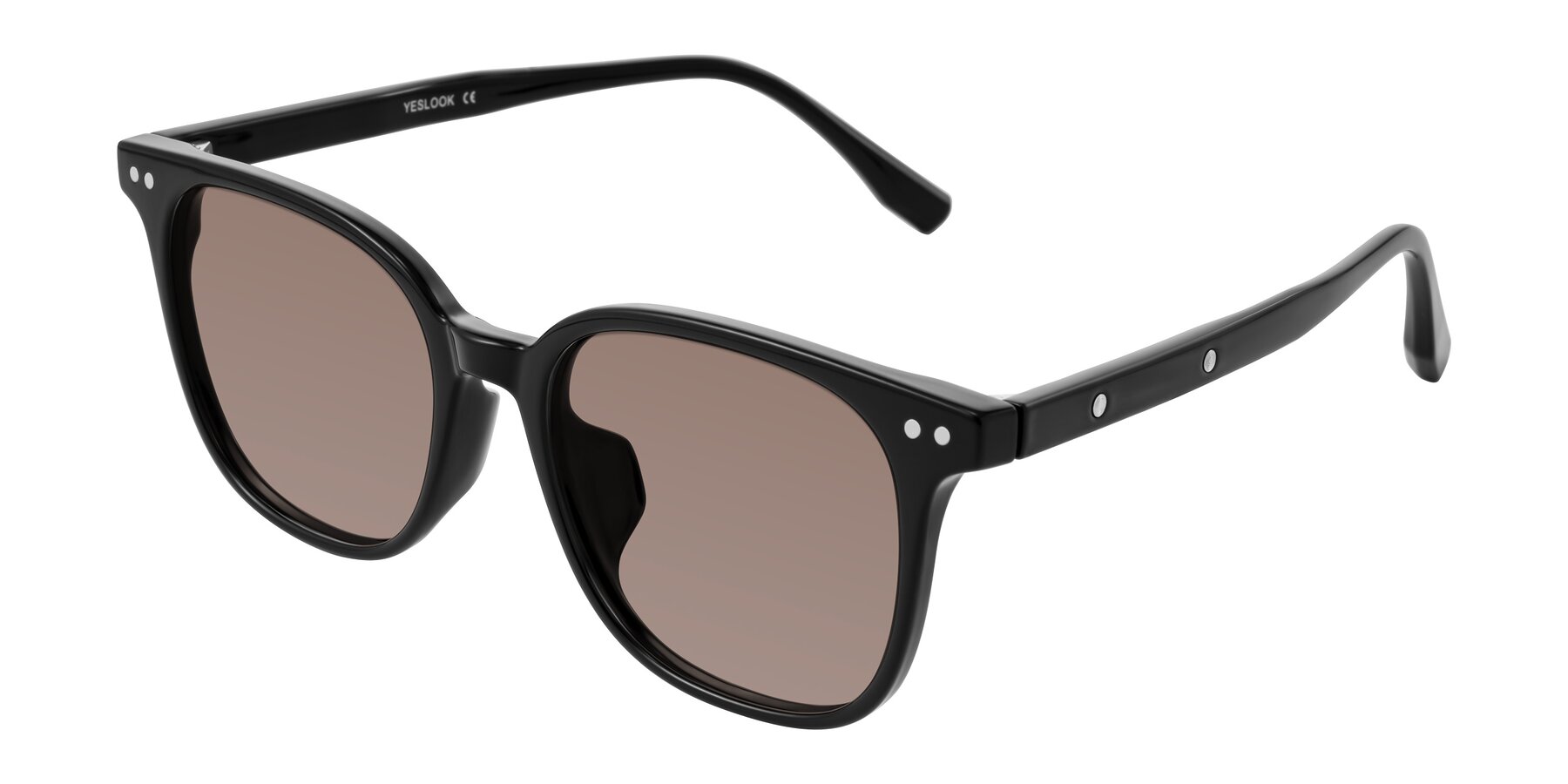 Angle of Lozzuri in Black with Medium Brown Tinted Lenses