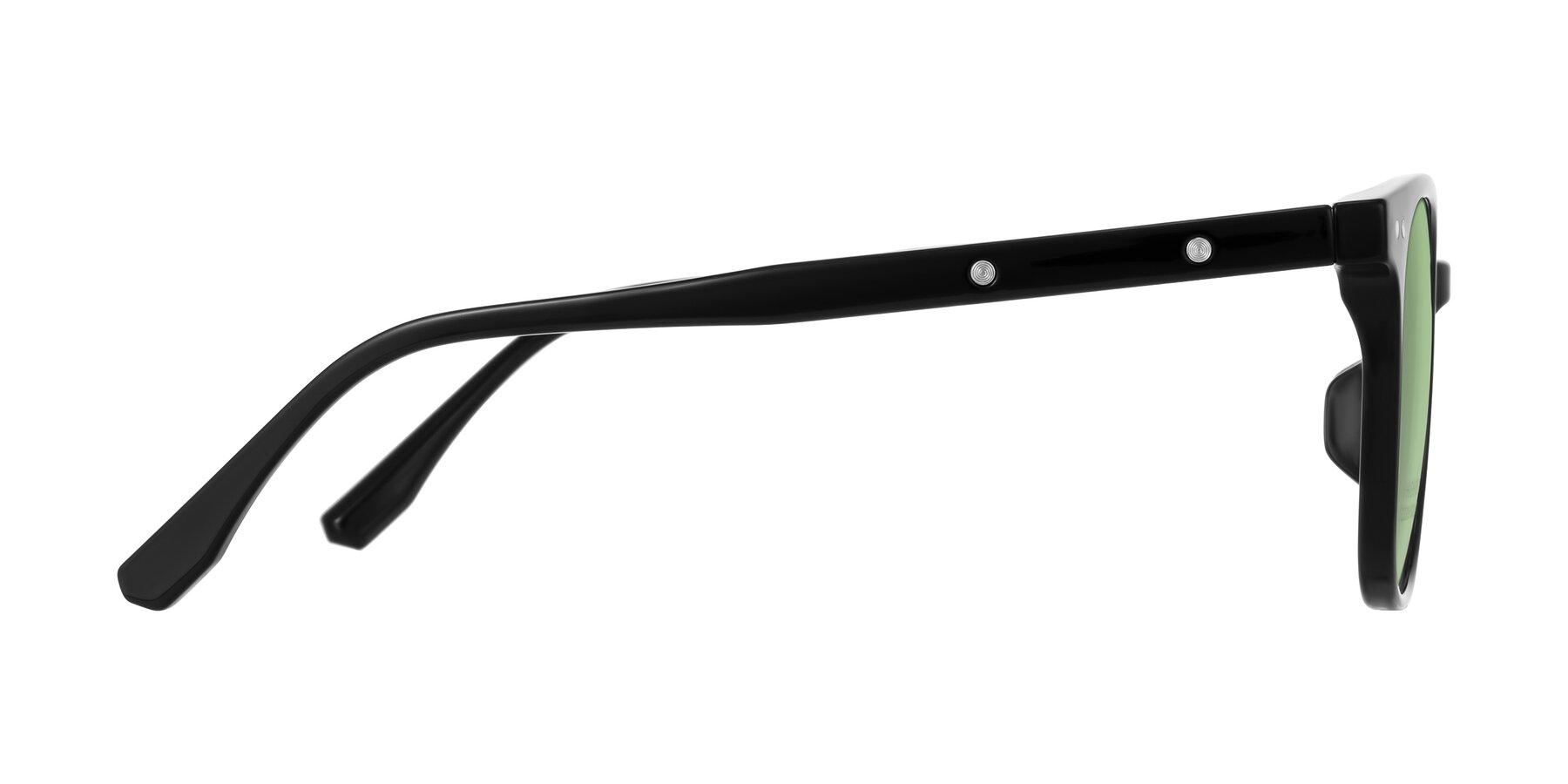 Side of Lozzuri in Black with Medium Green Tinted Lenses