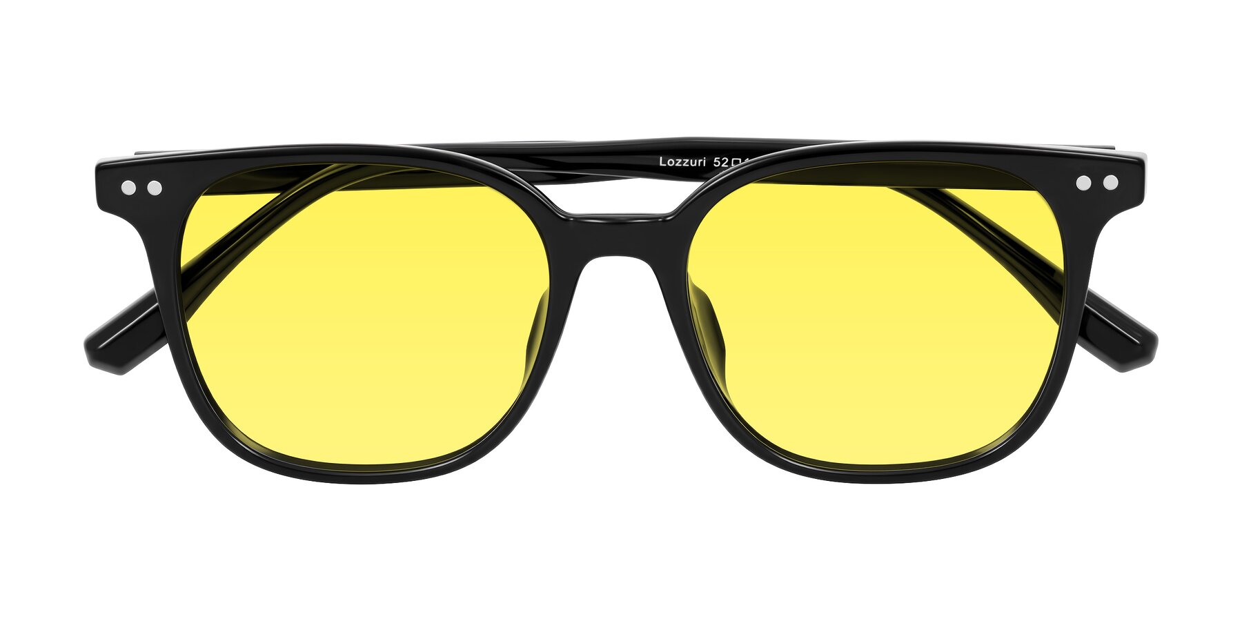 Folded Front of Lozzuri in Black with Medium Yellow Tinted Lenses