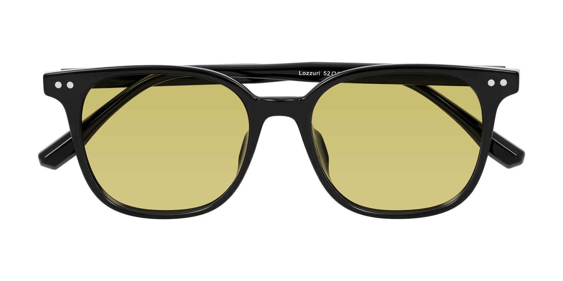 Folded Front of Lozzuri in Black with Medium Champagne Tinted Lenses