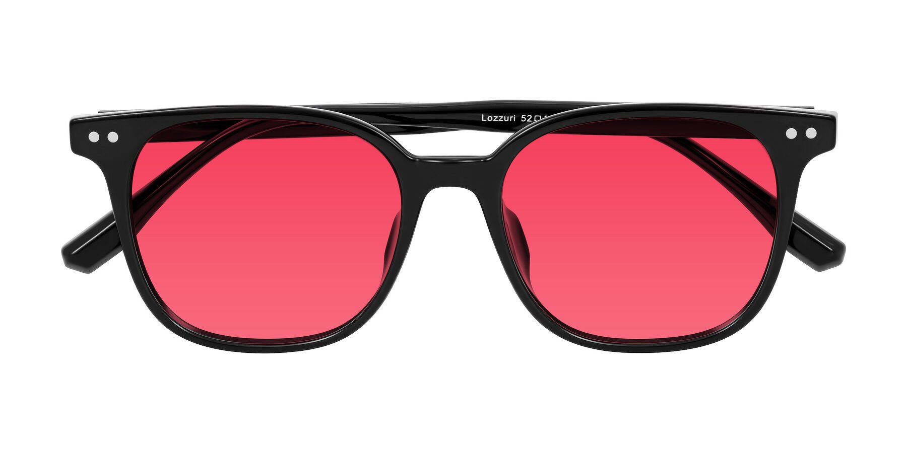 Folded Front of Lozzuri in Black with Red Tinted Lenses