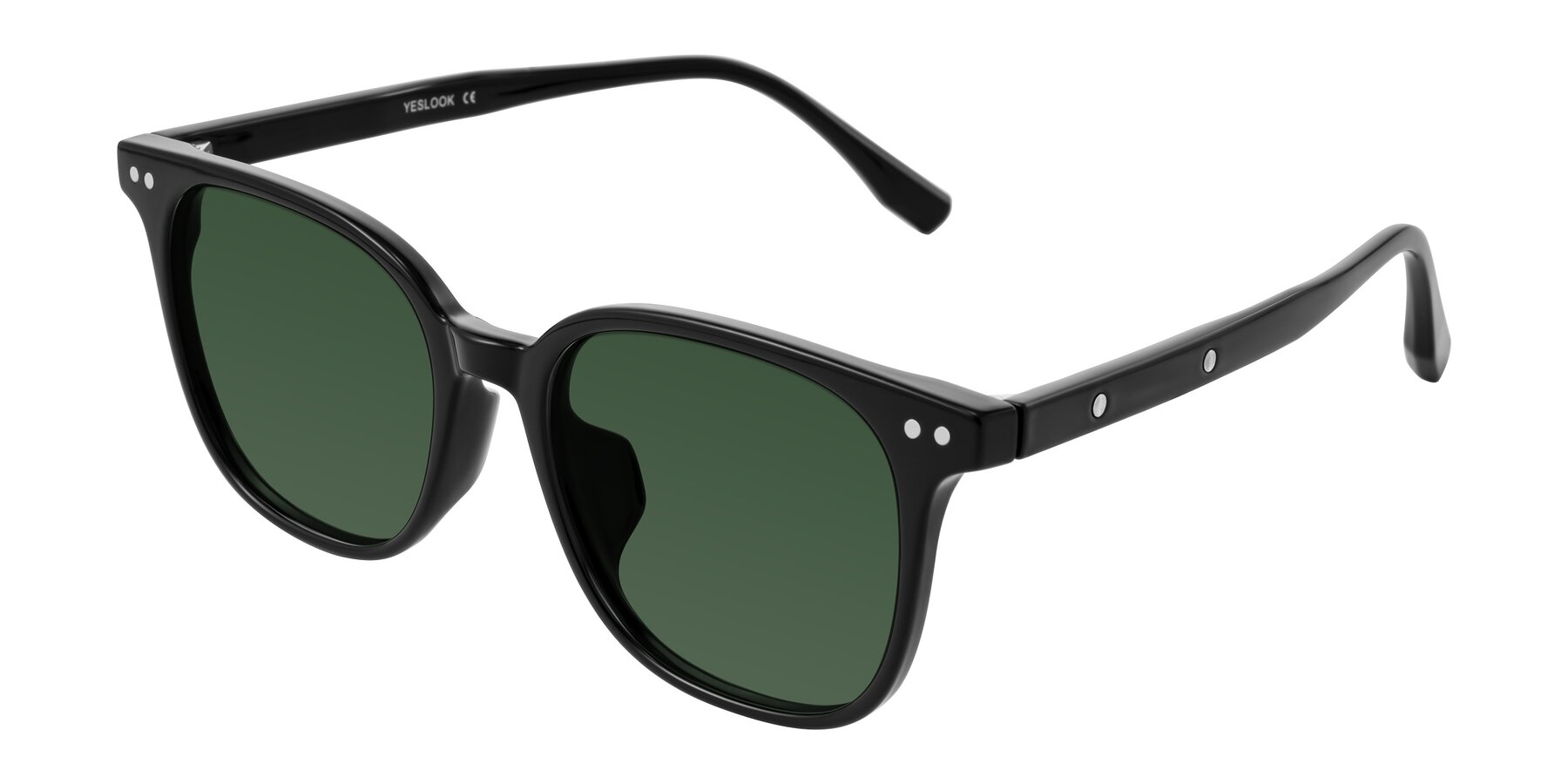 Angle of Lozzuri in Black with Green Tinted Lenses