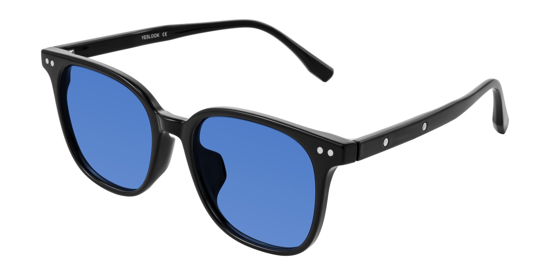 Angle of Lozzuri in Black with Blue Tinted Lenses