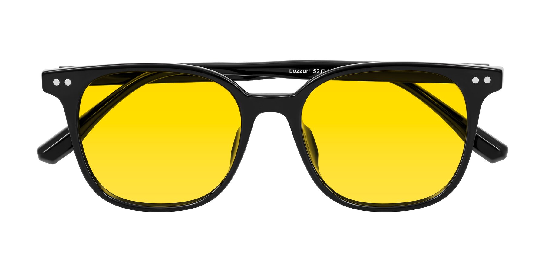 Folded Front of Lozzuri in Black with Yellow Tinted Lenses