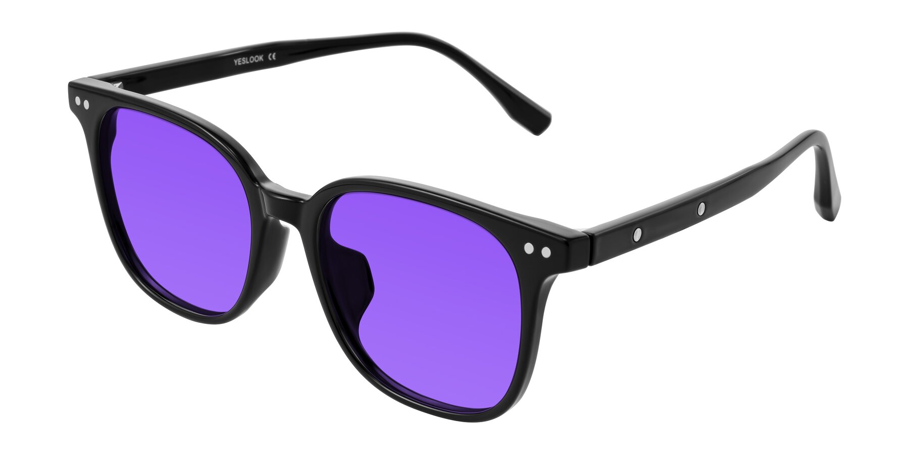 Angle of Lozzuri in Black with Purple Tinted Lenses