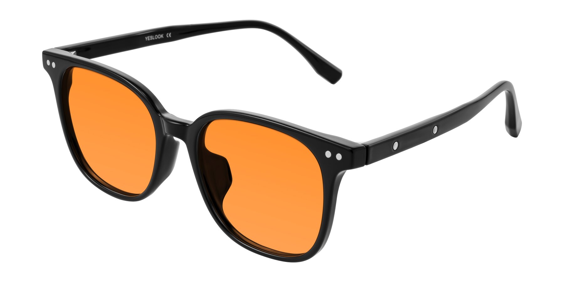Angle of Lozzuri in Black with Orange Tinted Lenses