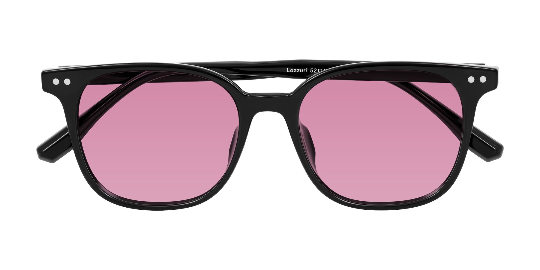 Folded Front of Lozzuri in Black with Medium Wine Tinted Lenses