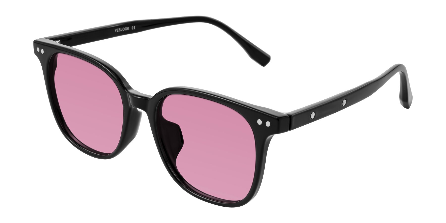Angle of Lozzuri in Black with Medium Wine Tinted Lenses