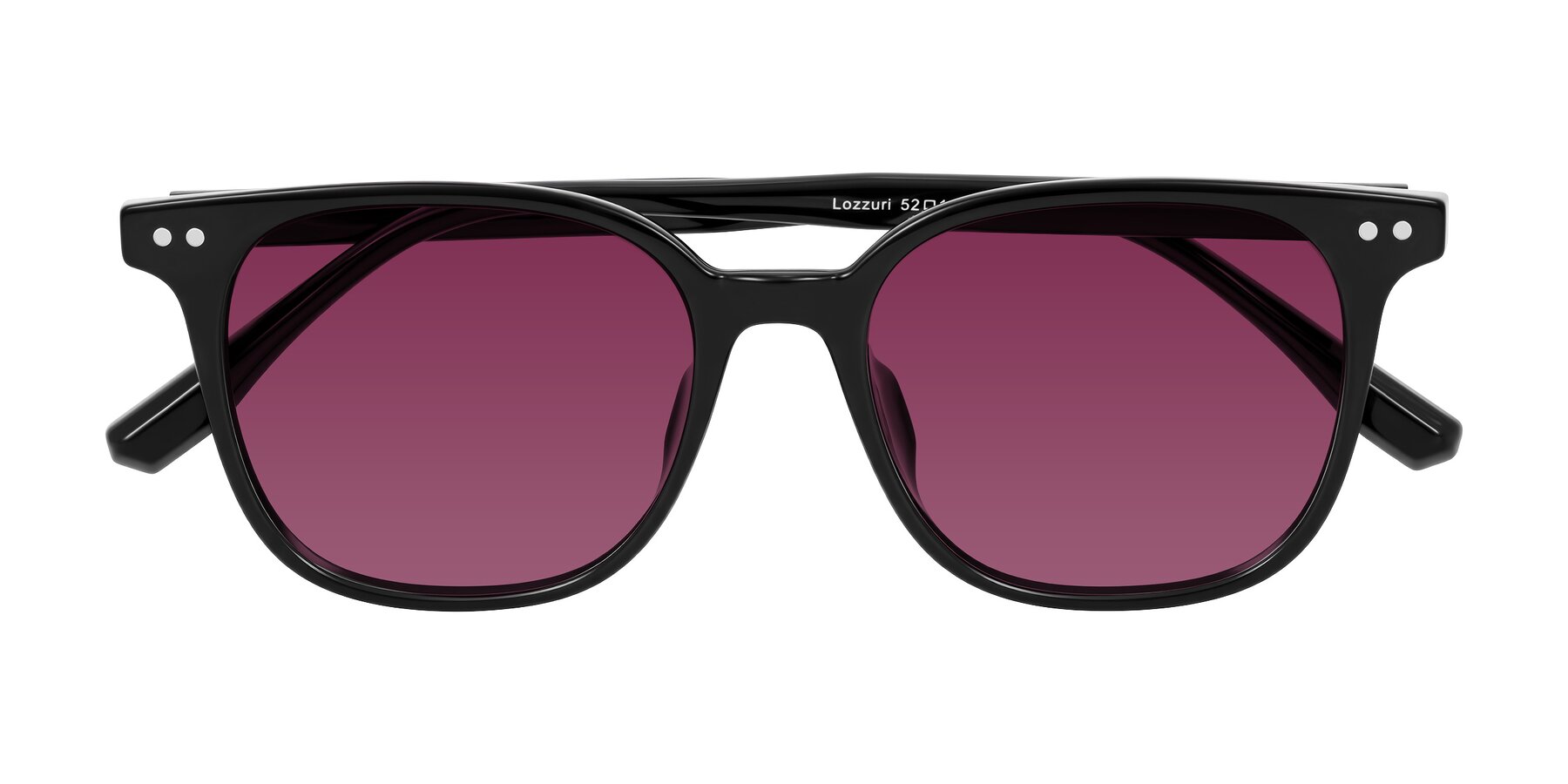 Folded Front of Lozzuri in Black with Wine Tinted Lenses