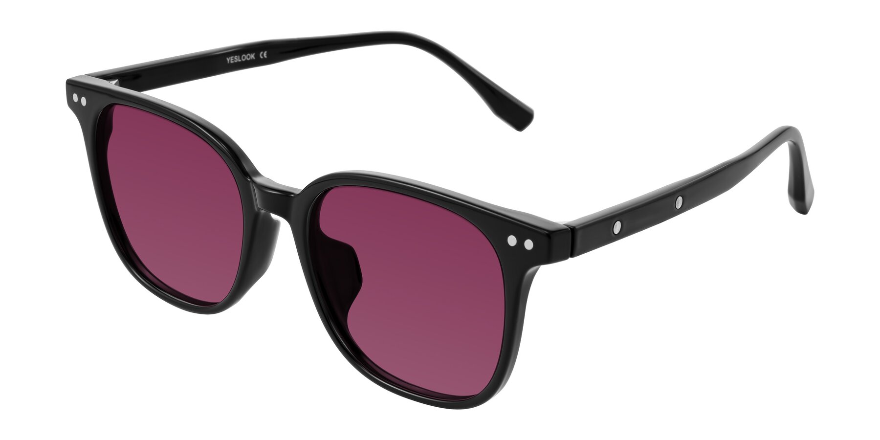 Angle of Lozzuri in Black with Wine Tinted Lenses