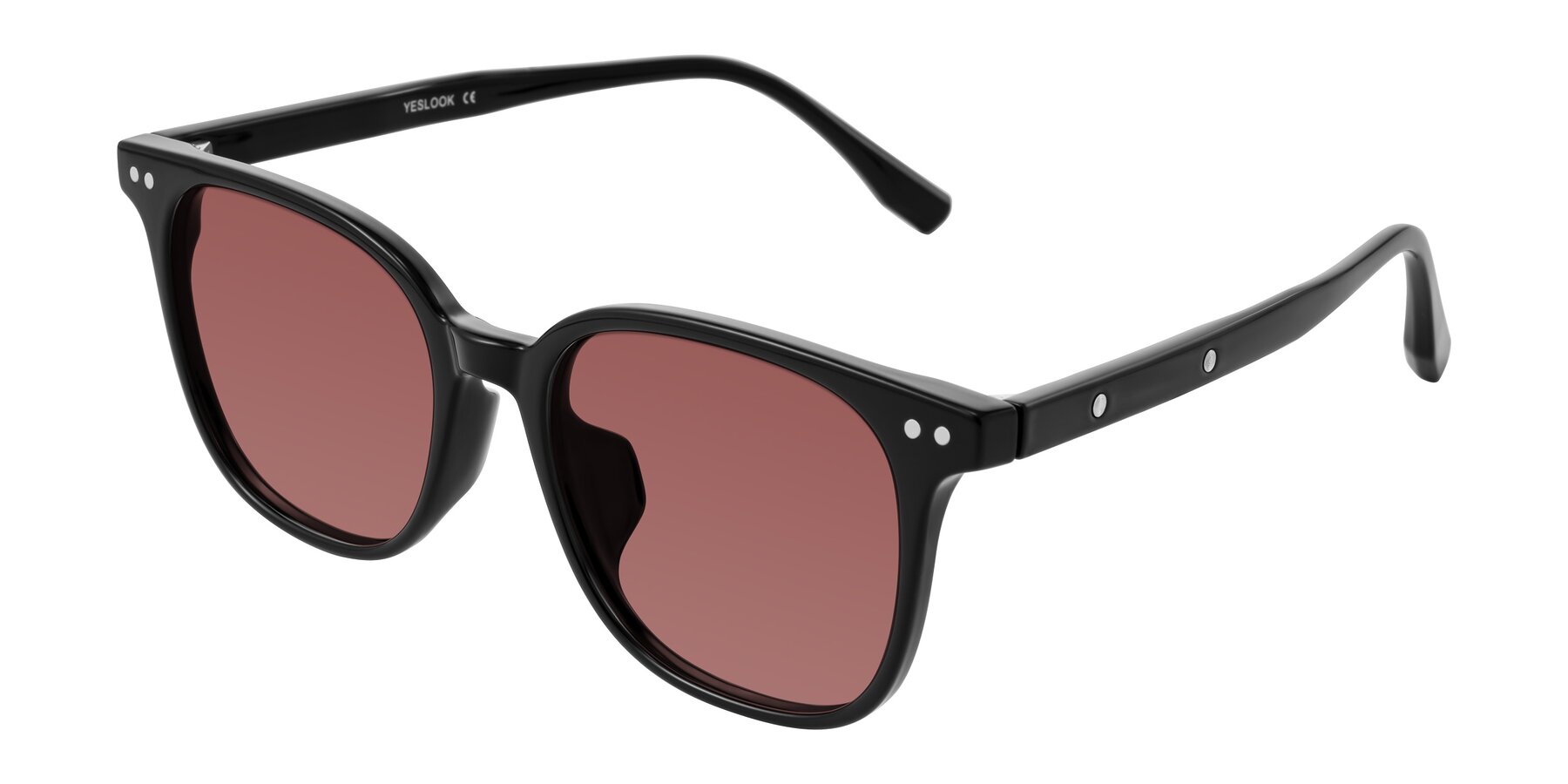 Angle of Lozzuri in Black with Garnet Tinted Lenses