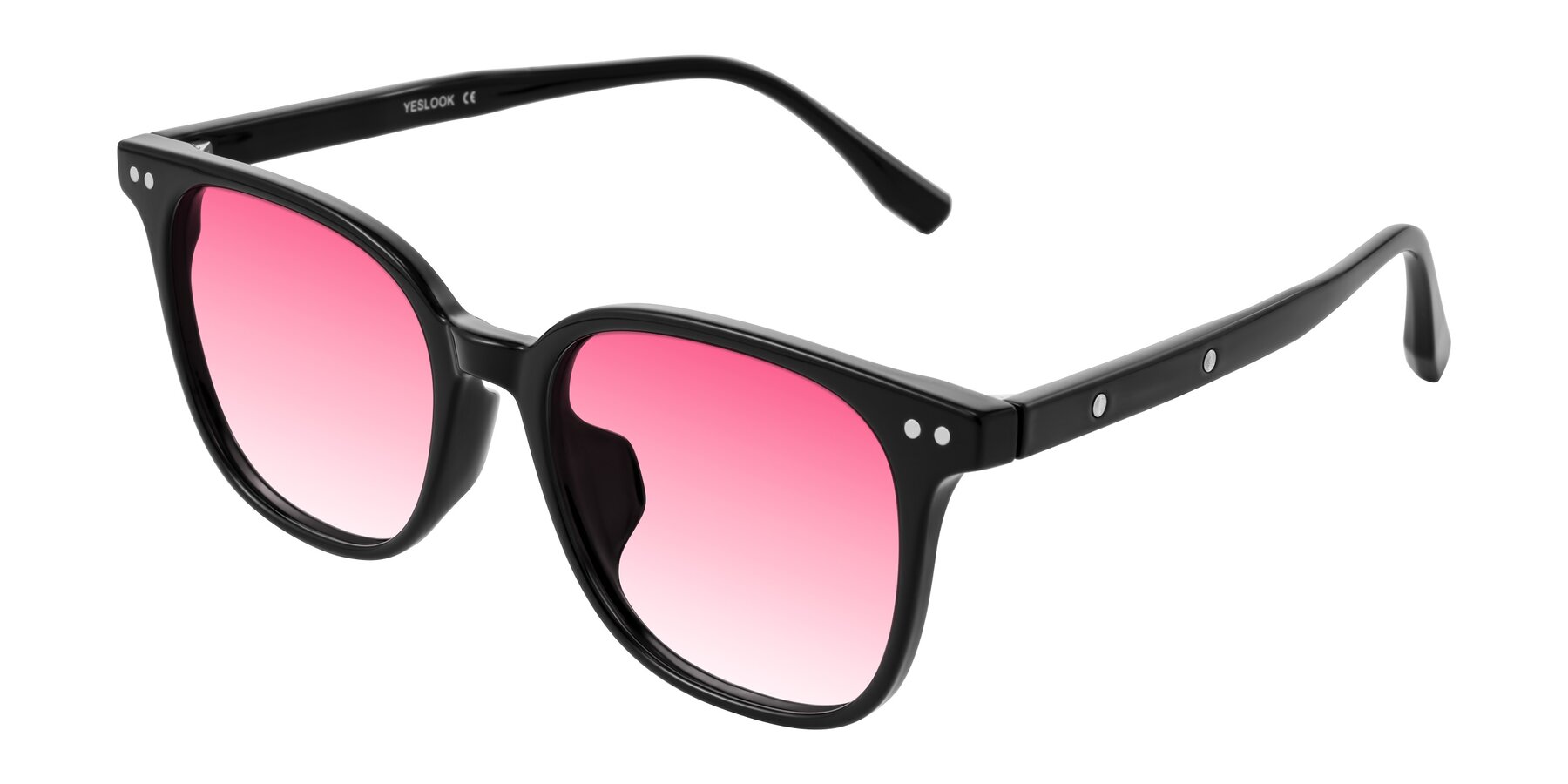 Angle of Lozzuri in Black with Pink Gradient Lenses