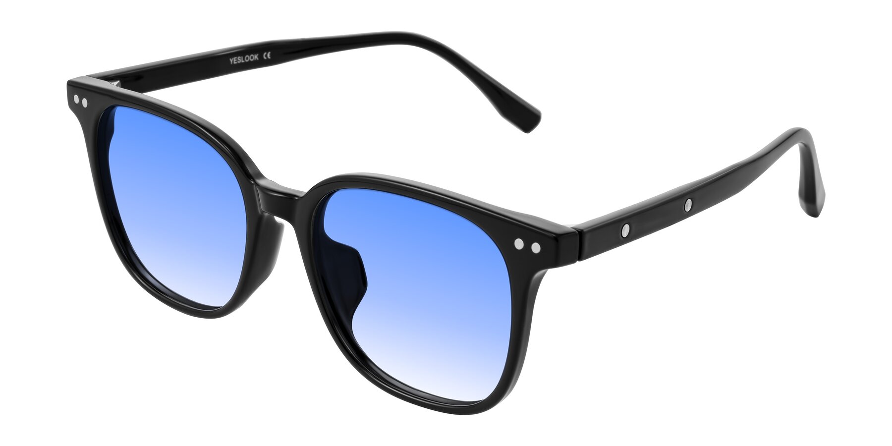 Angle of Lozzuri in Black with Blue Gradient Lenses