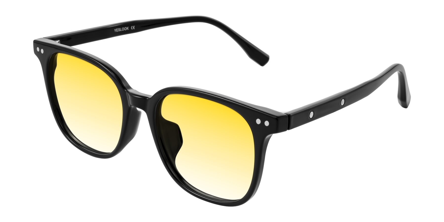 Angle of Lozzuri in Black with Yellow Gradient Lenses