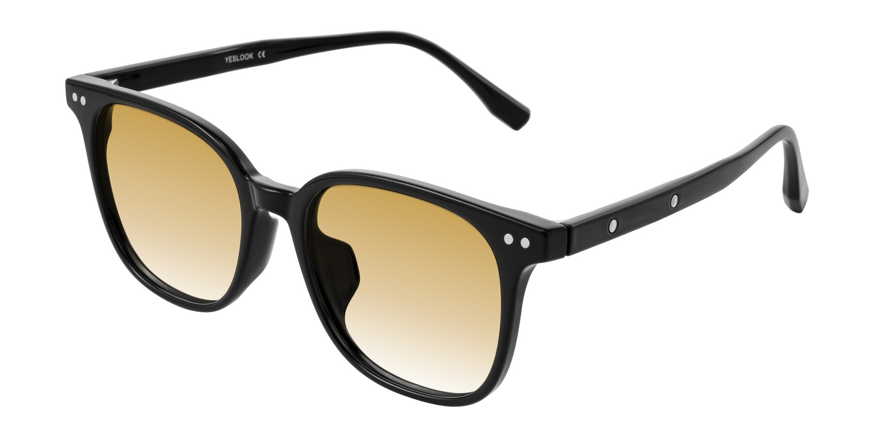 Angle of Lozzuri in Black with Champagne Gradient Lenses