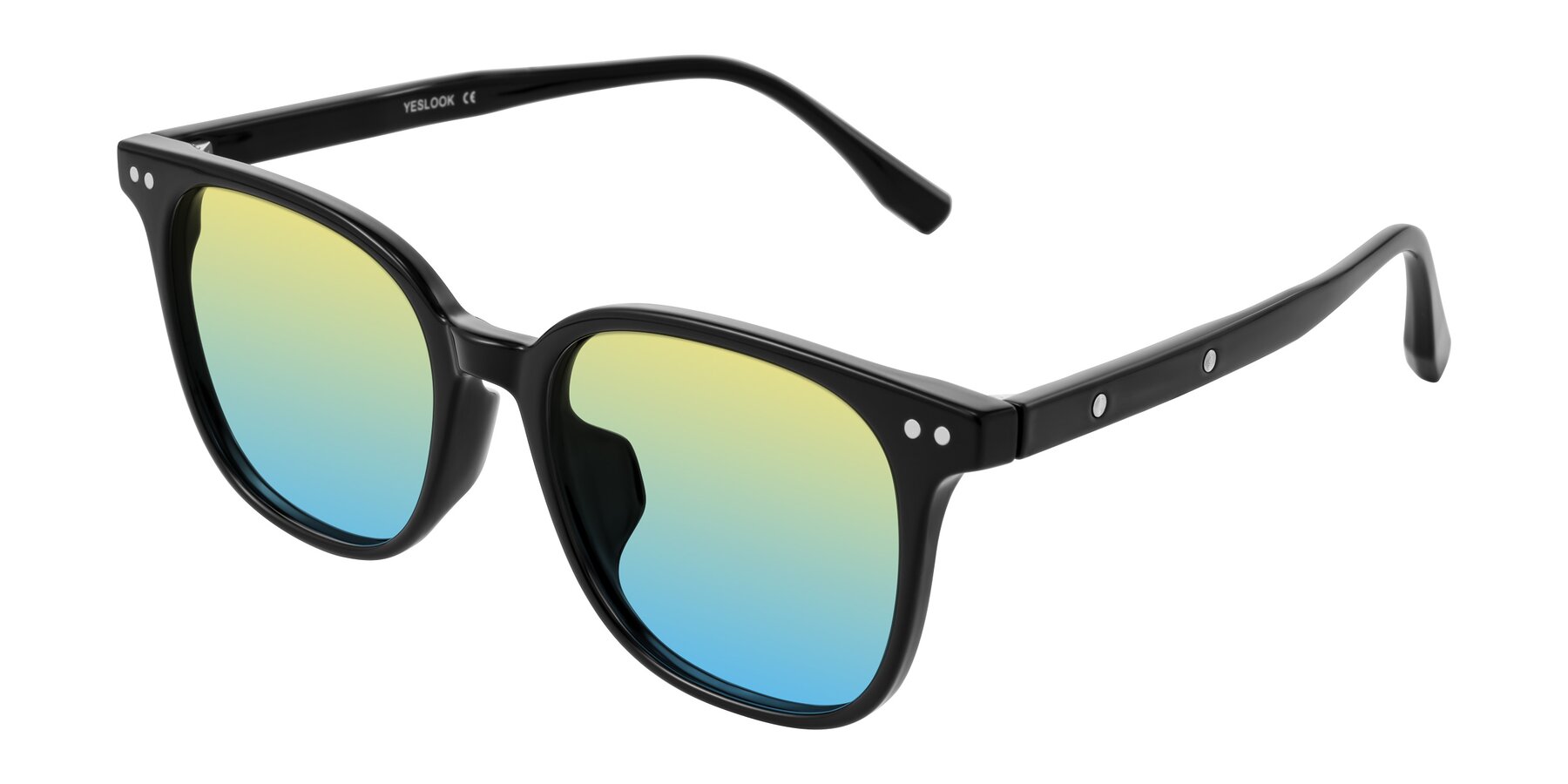 Angle of Lozzuri in Black with Yellow / Blue Gradient Lenses