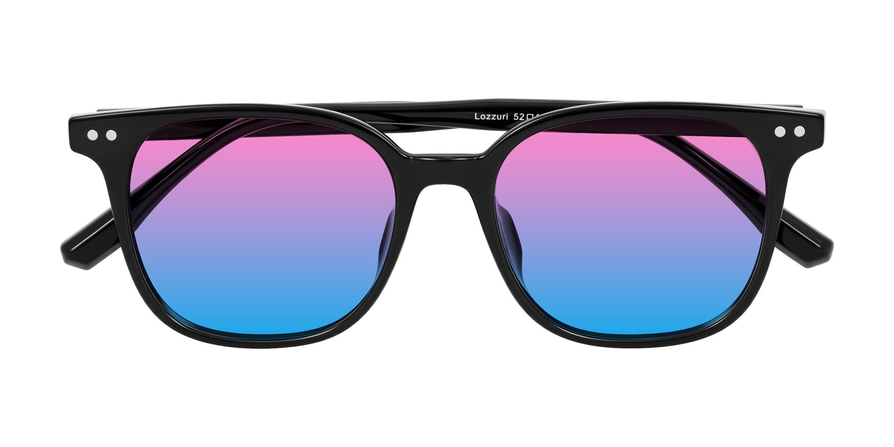 Folded Front of Lozzuri in Black with Pink / Blue Gradient Lenses