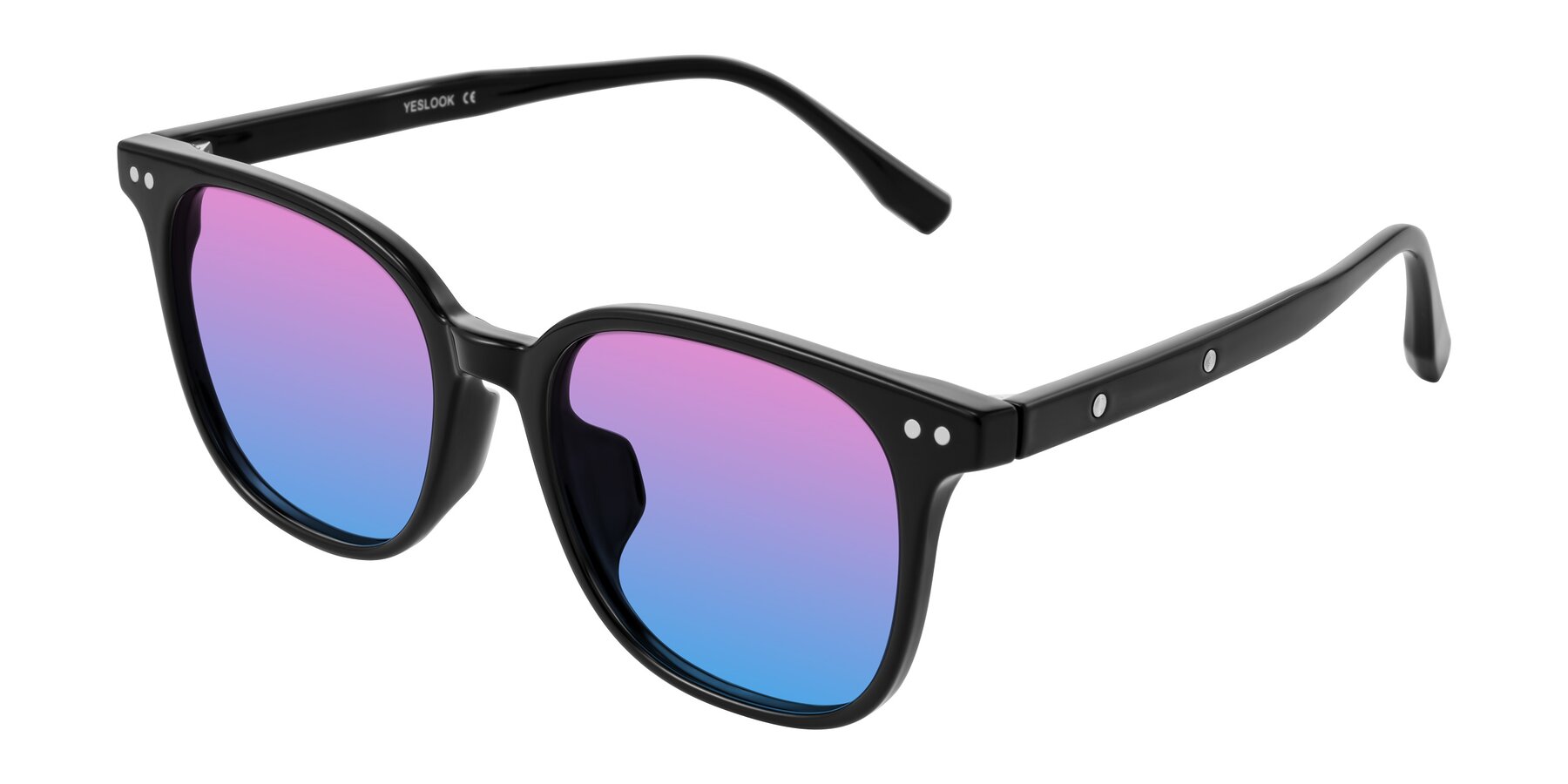 Angle of Lozzuri in Black with Pink / Blue Gradient Lenses