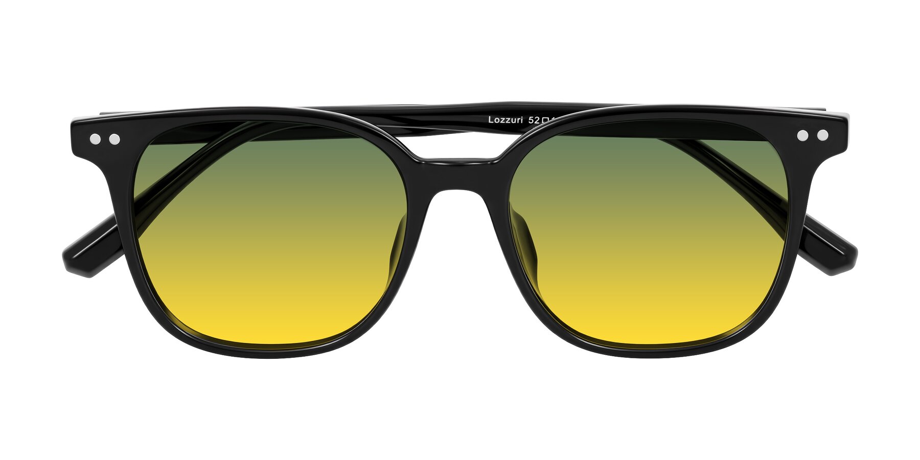 Folded Front of Lozzuri in Black with Green / Yellow Gradient Lenses