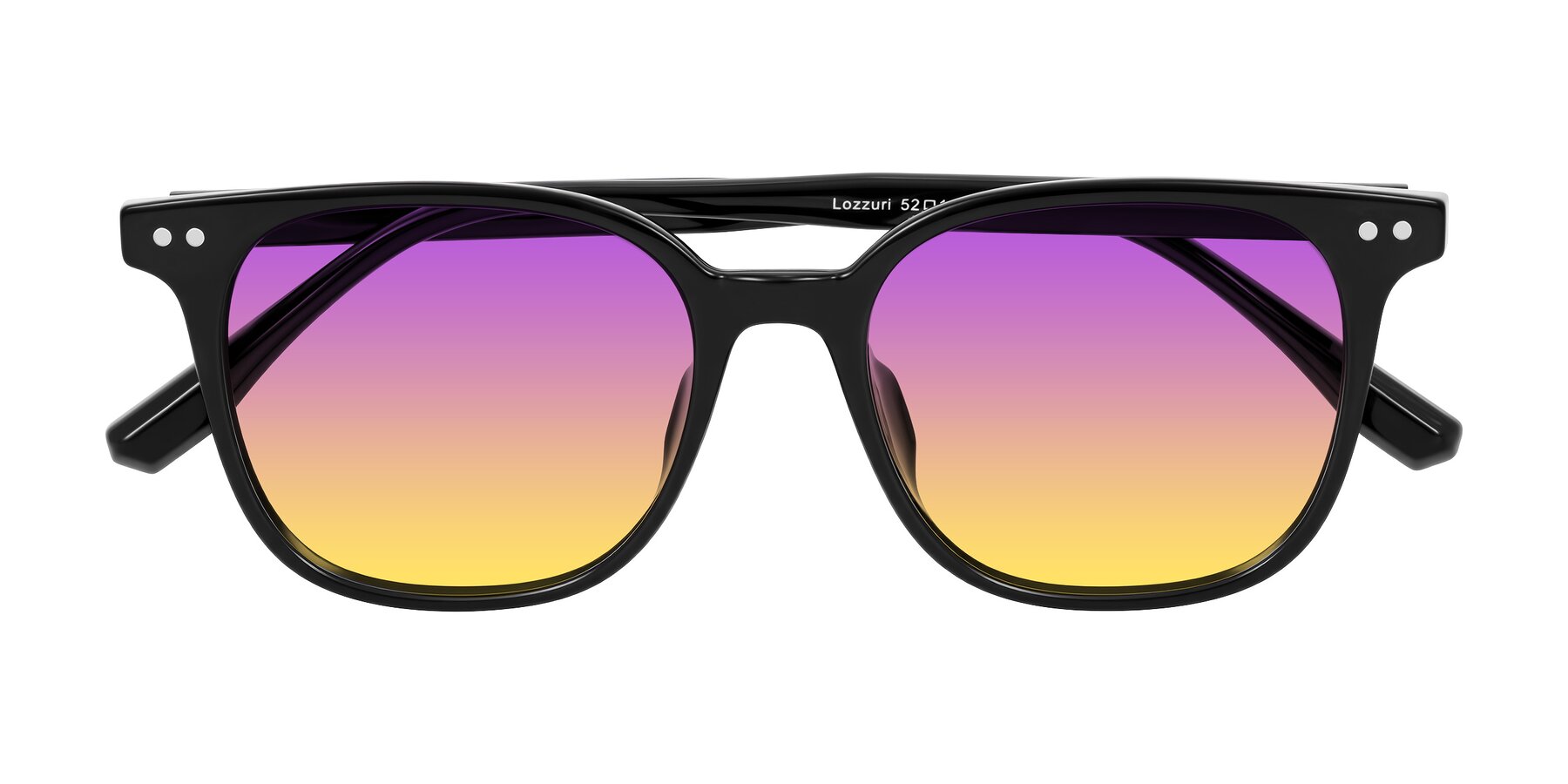 Folded Front of Lozzuri in Black with Purple / Yellow Gradient Lenses