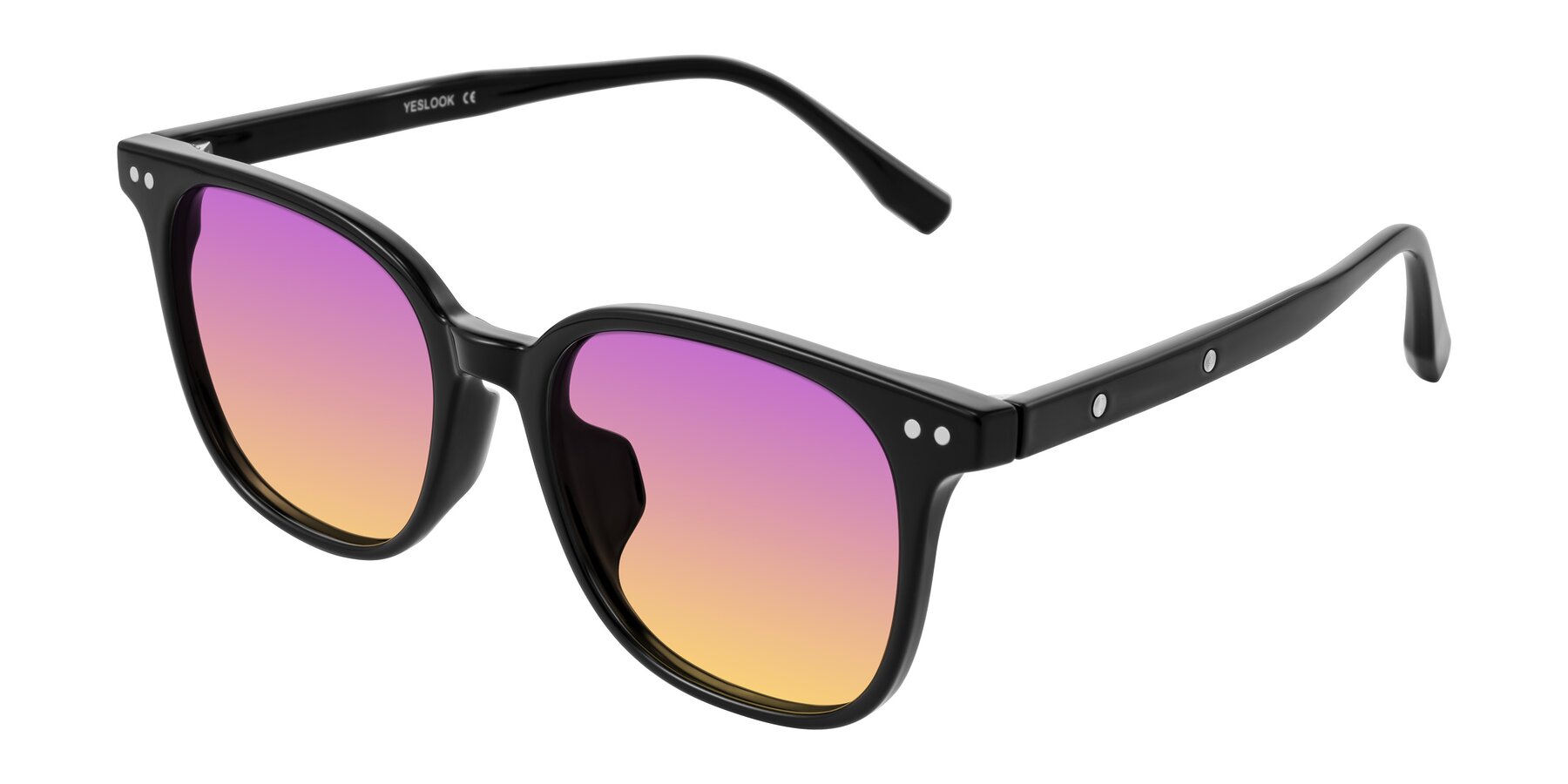 Angle of Lozzuri in Black with Purple / Yellow Gradient Lenses