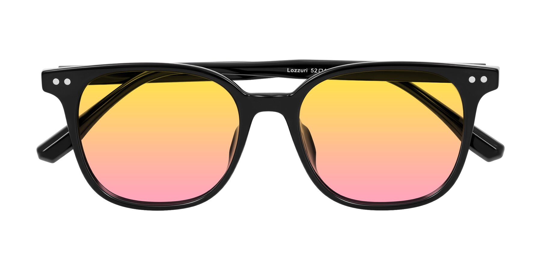Folded Front of Lozzuri in Black with Yellow / Pink Gradient Lenses