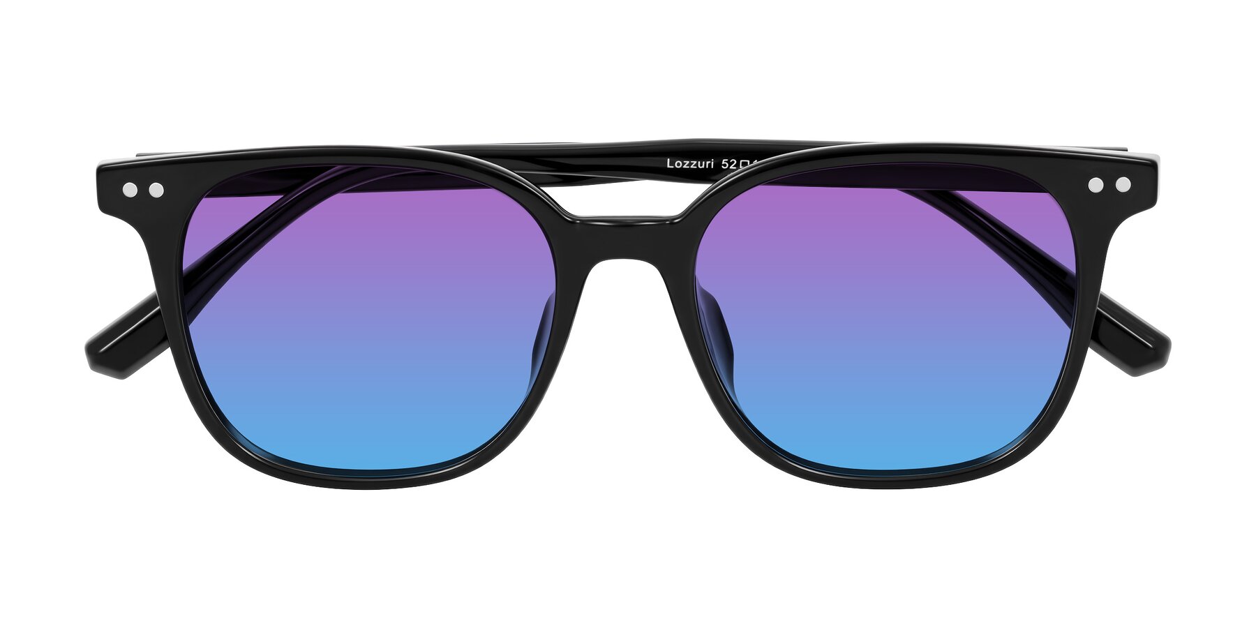 Folded Front of Lozzuri in Black with Purple / Blue Gradient Lenses