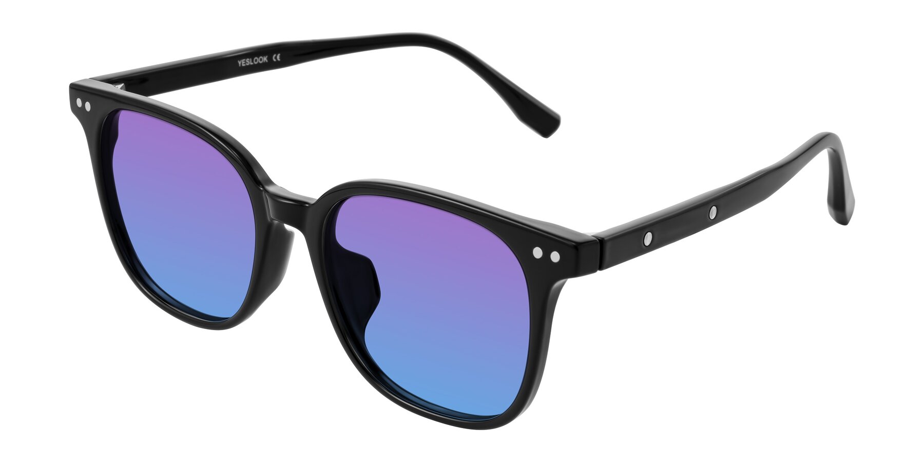 Angle of Lozzuri in Black with Purple / Blue Gradient Lenses
