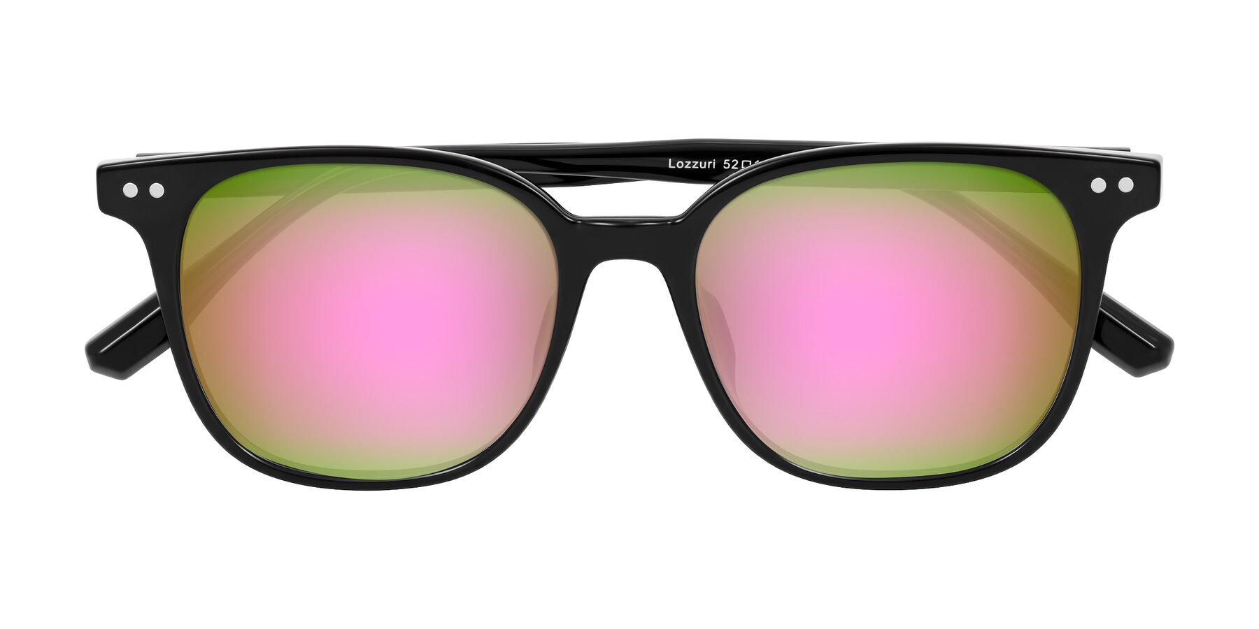 Folded Front of Lozzuri in Black with Pink Mirrored Lenses