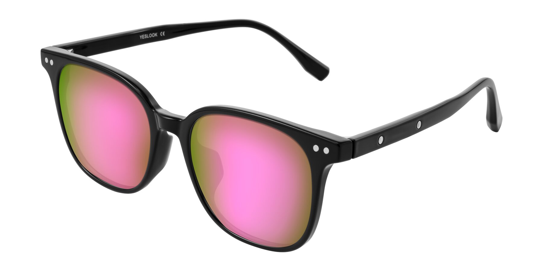 Angle of Lozzuri in Black with Pink Mirrored Lenses