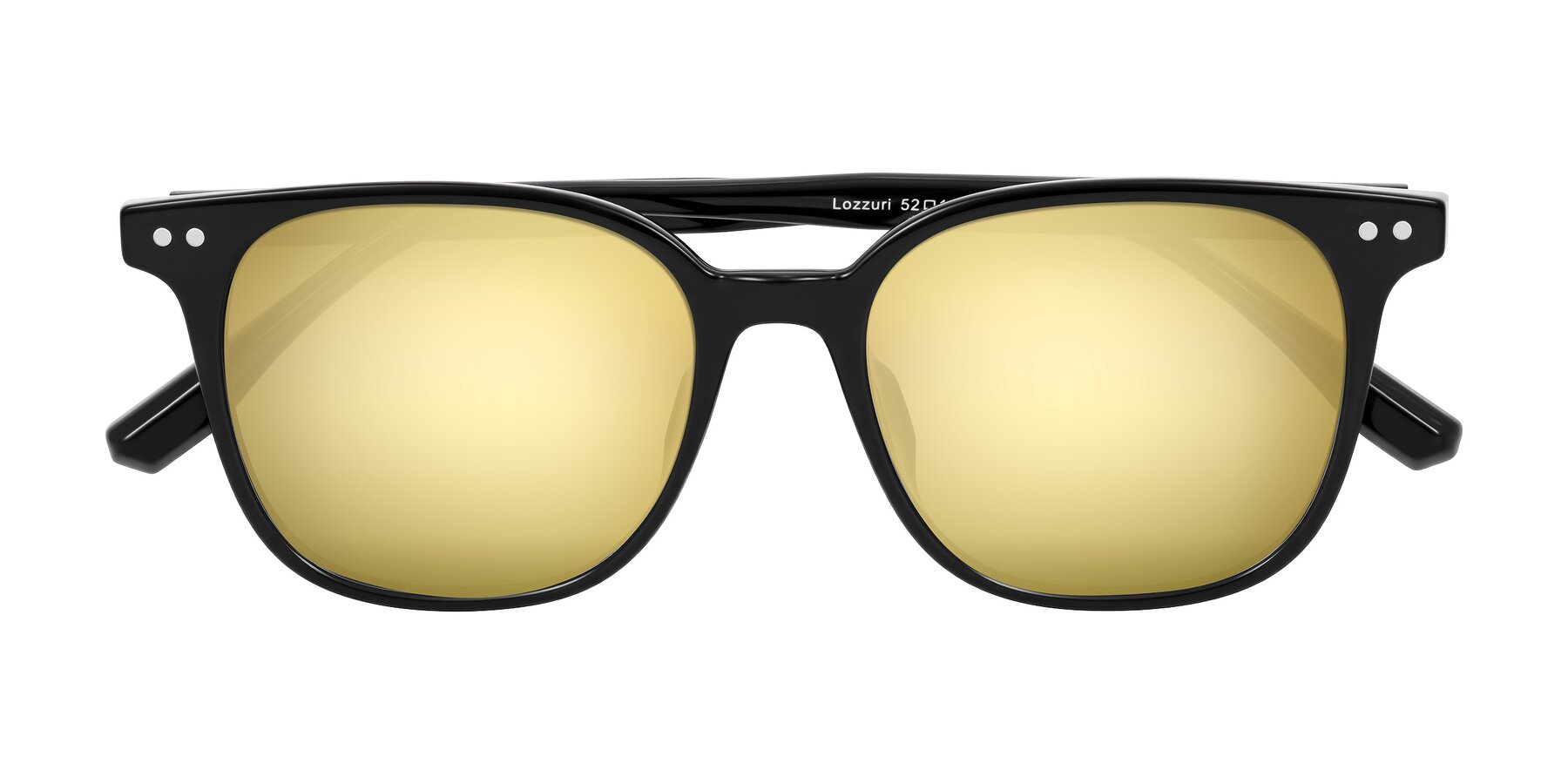 Folded Front of Lozzuri in Black with Gold Mirrored Lenses