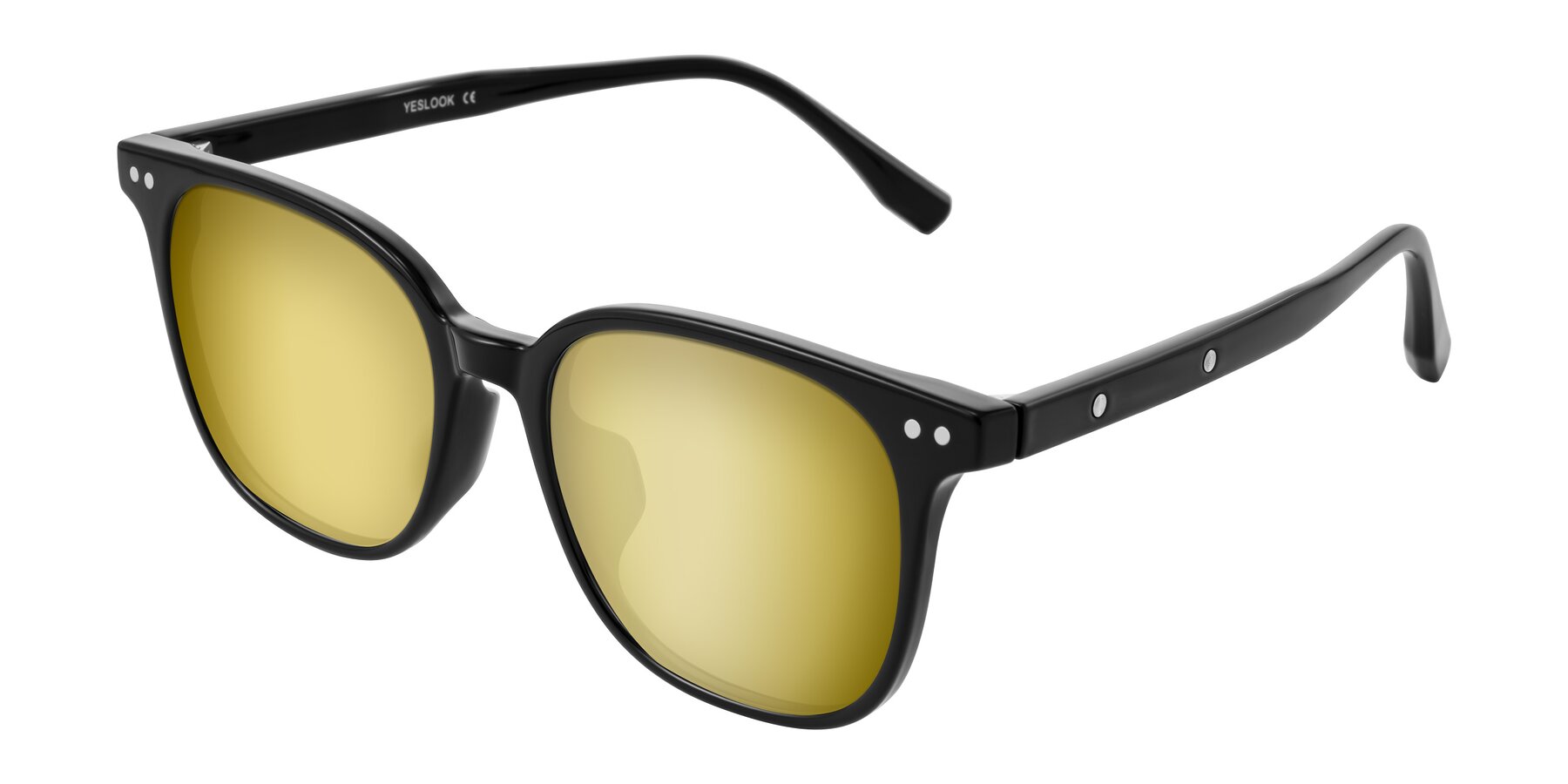 Angle of Lozzuri in Black with Gold Mirrored Lenses