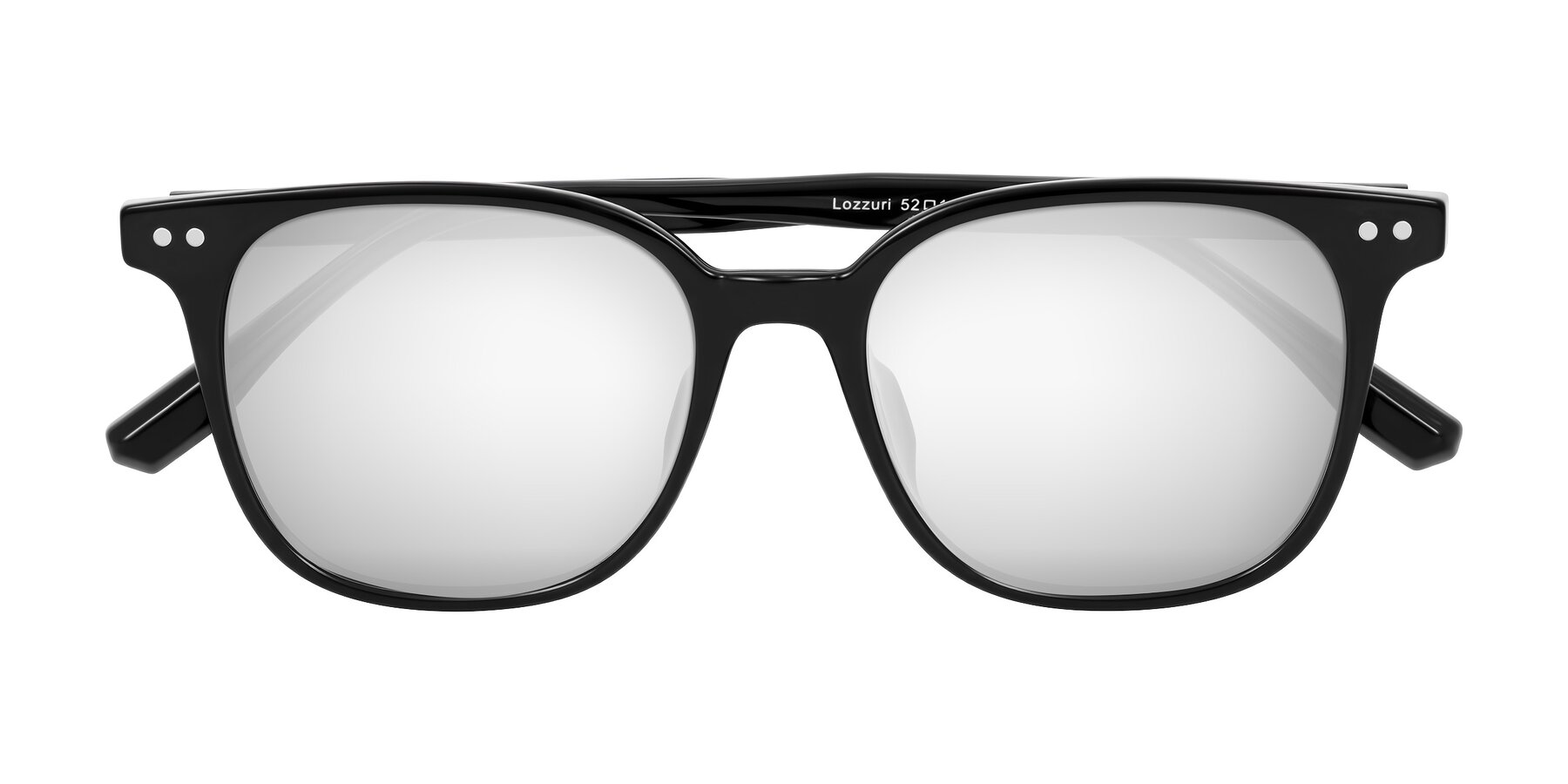 Folded Front of Lozzuri in Black with Silver Mirrored Lenses