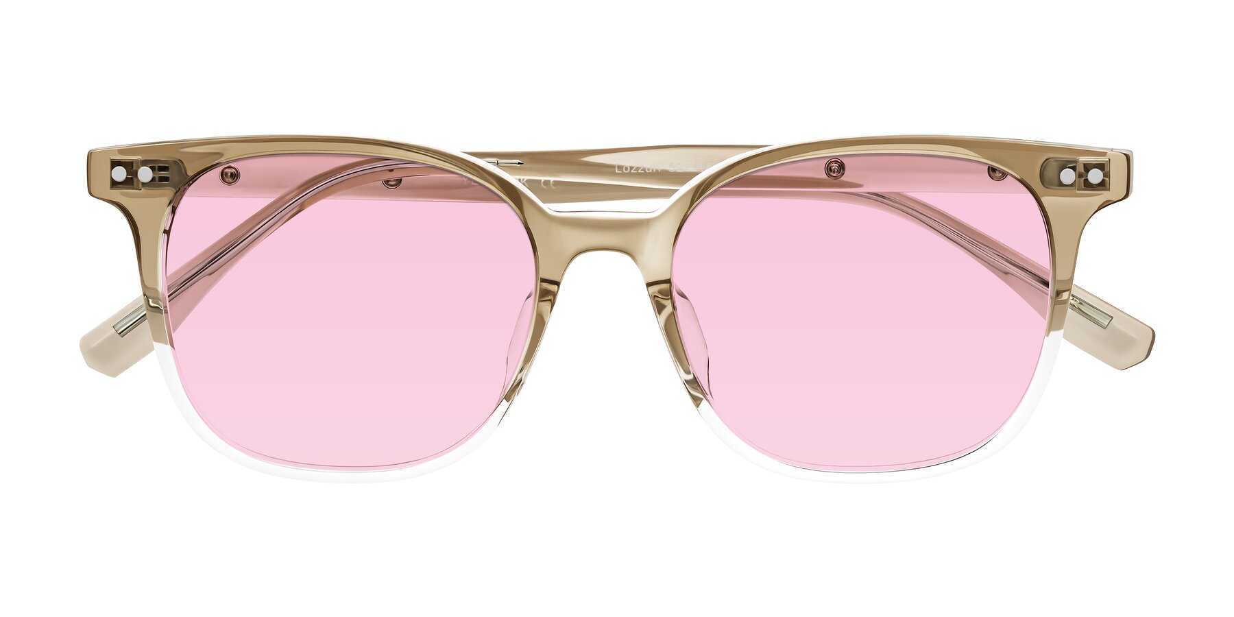 Folded Front of Lozzuri in Gradient Champagne with Light Pink Tinted Lenses