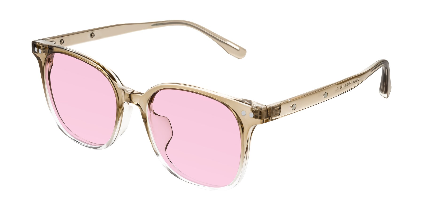 Angle of Lozzuri in Gradient Champagne with Light Pink Tinted Lenses