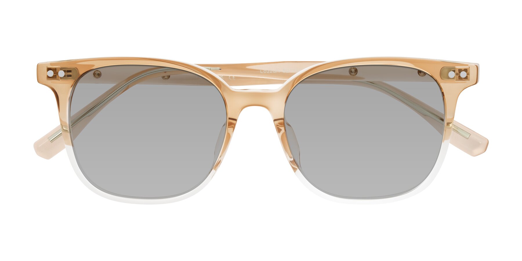 Folded Front of Lozzuri in Gradient Champagne with Light Gray Tinted Lenses