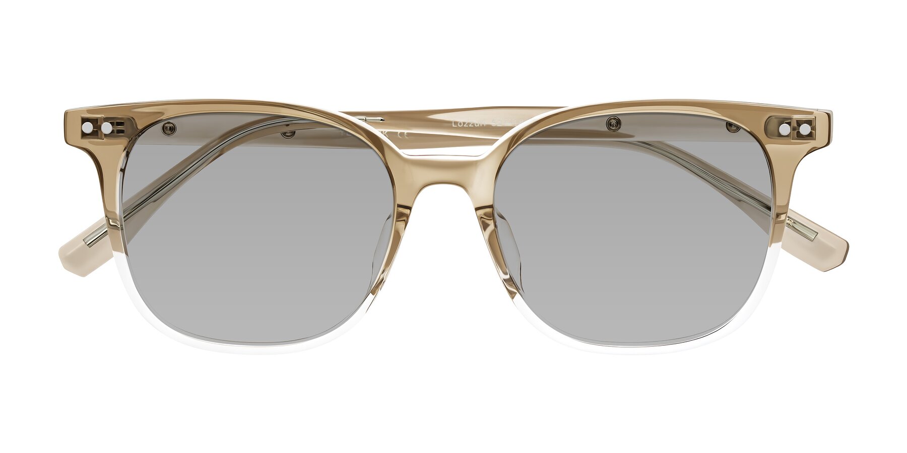 Folded Front of Lozzuri in Gradient Champagne with Light Gray Tinted Lenses