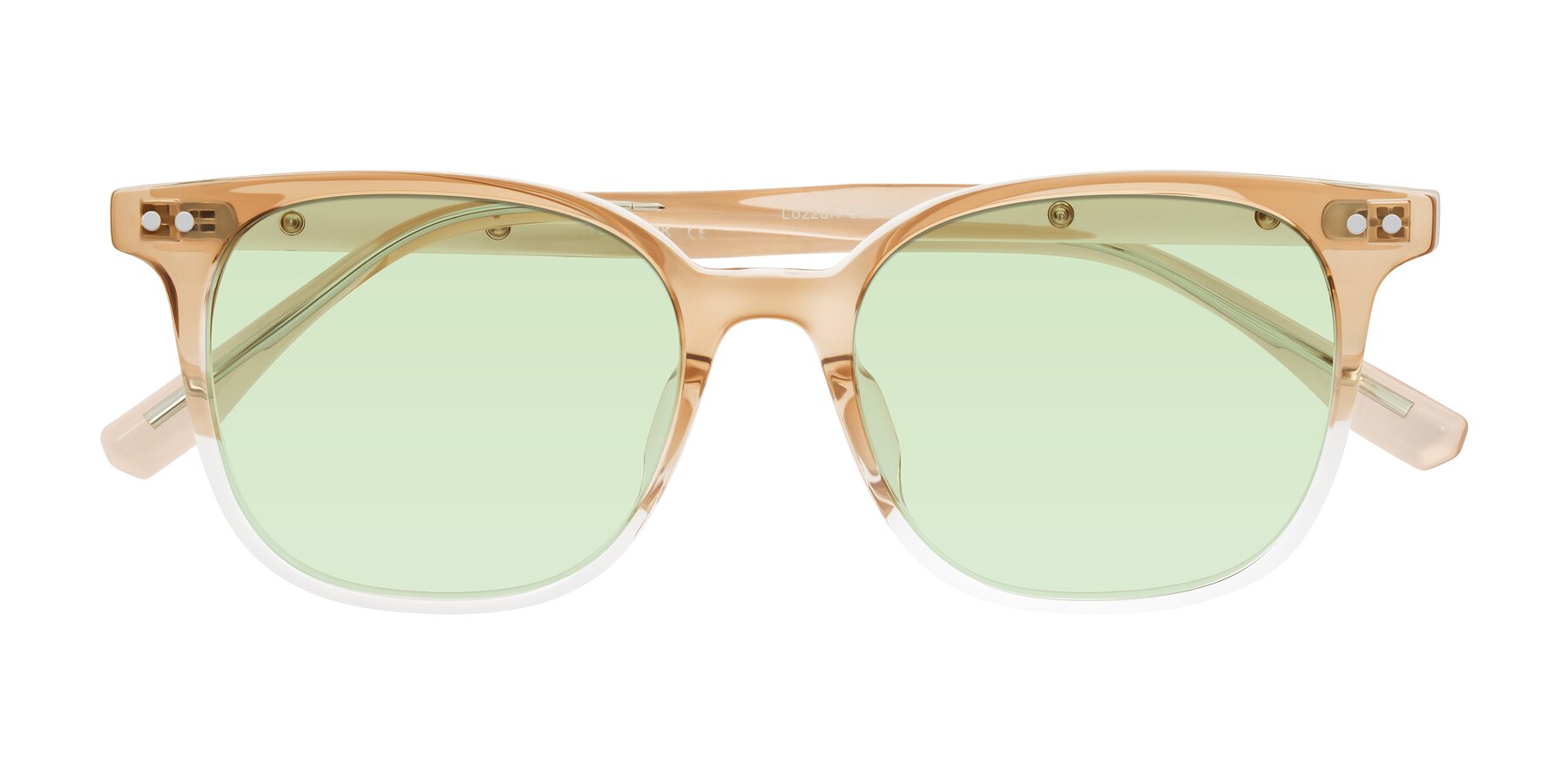 Folded Front of Lozzuri in Gradient Champagne with Light Green Tinted Lenses