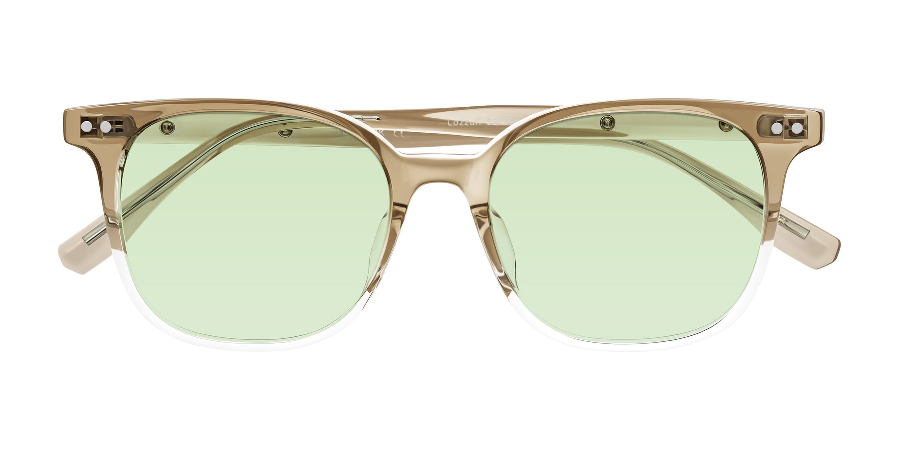Folded Front of Lozzuri in Gradient Champagne with Light Green Tinted Lenses