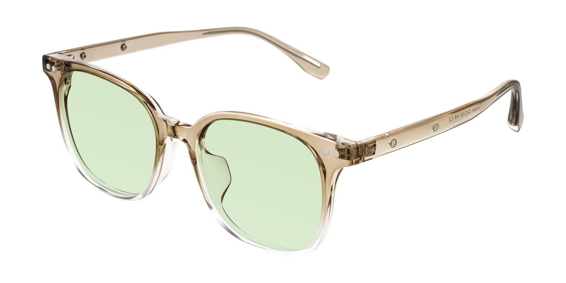 Angle of Lozzuri in Gradient Champagne with Light Green Tinted Lenses