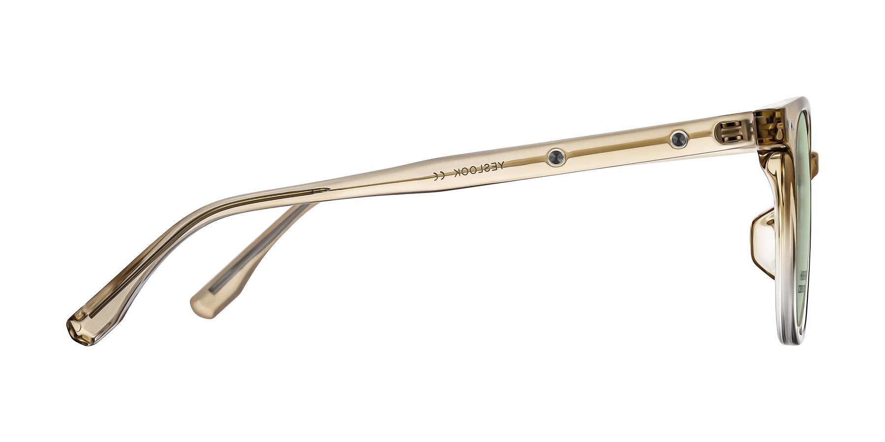Side of Lozzuri in Gradient Champagne with Light Green Tinted Lenses