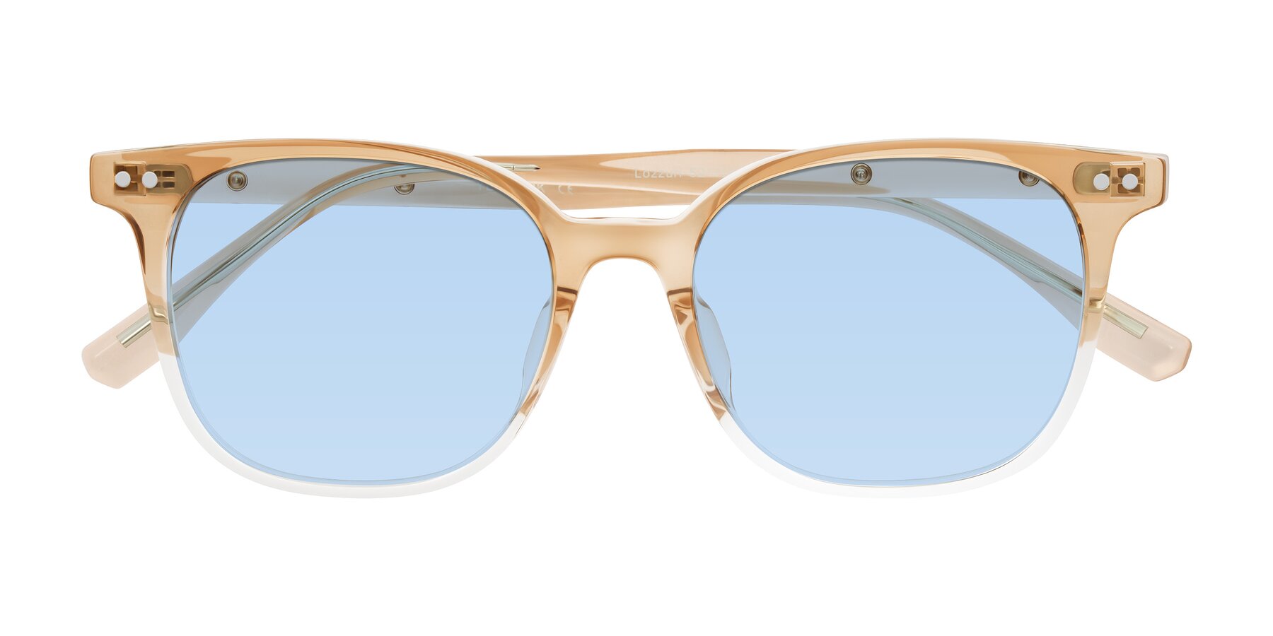 Folded Front of Lozzuri in Gradient Champagne with Light Blue Tinted Lenses