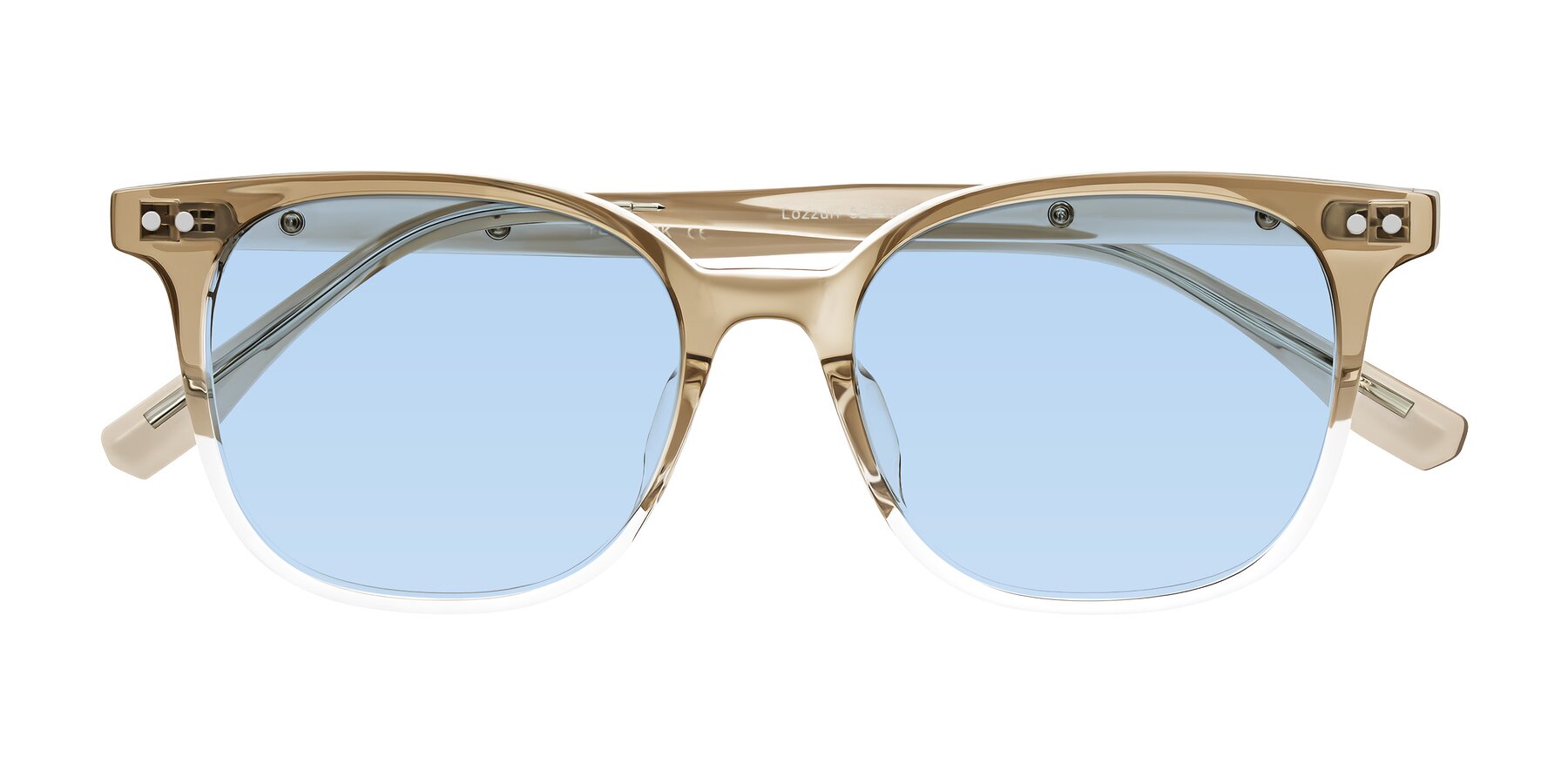 Folded Front of Lozzuri in Gradient Champagne with Light Blue Tinted Lenses