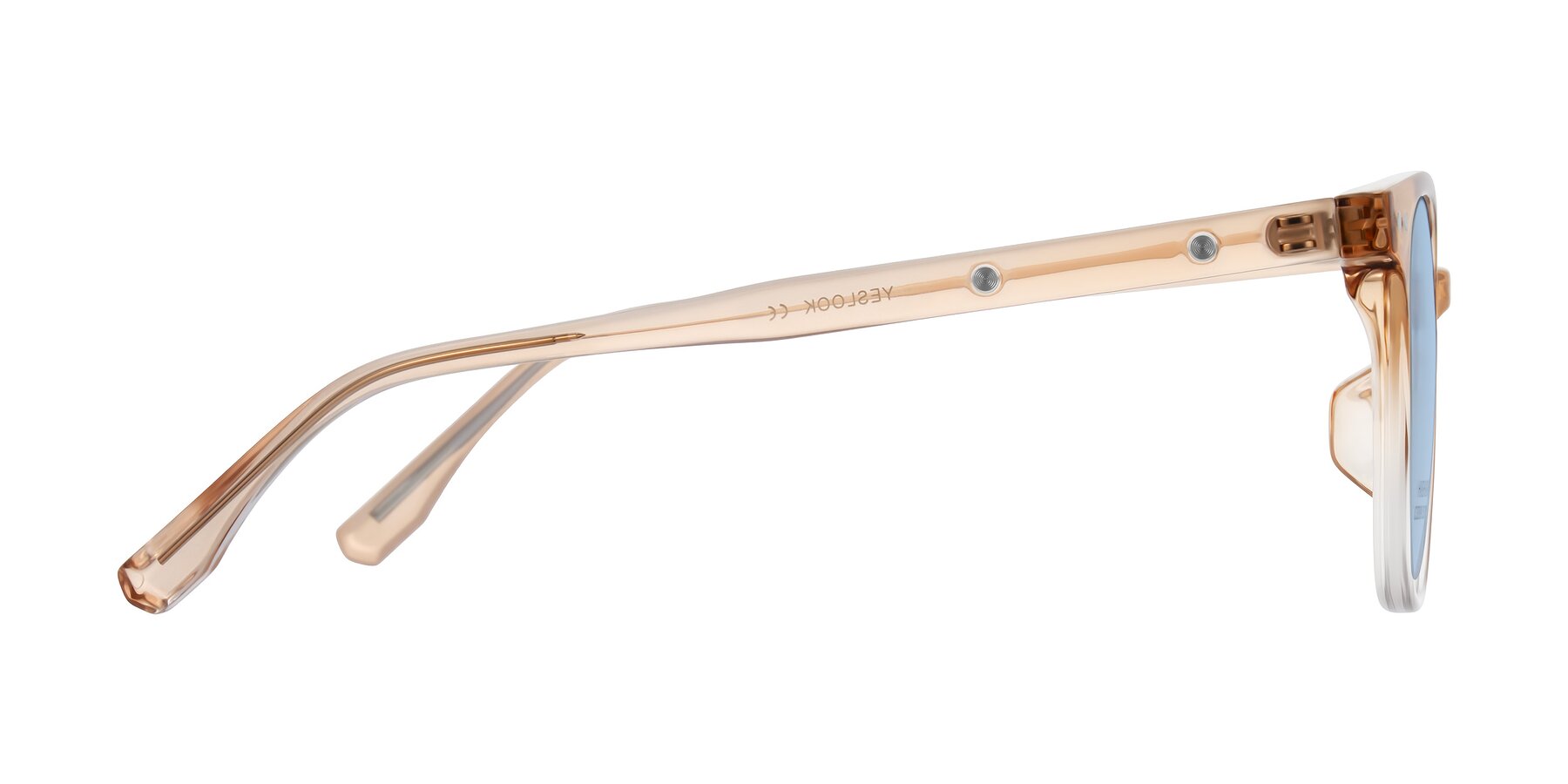 Side of Lozzuri in Gradient Champagne with Light Blue Tinted Lenses