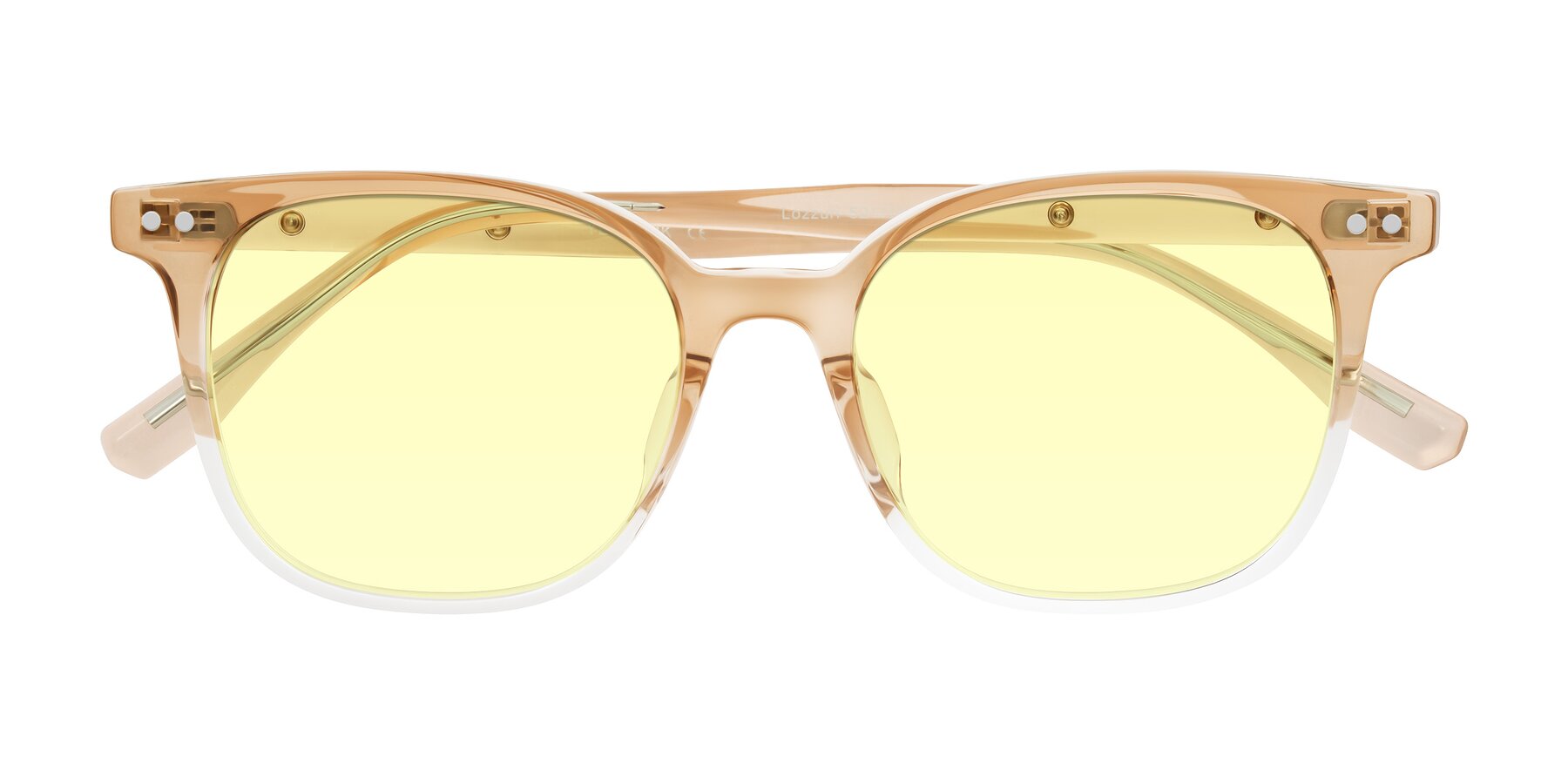 Folded Front of Lozzuri in Gradient Champagne with Light Yellow Tinted Lenses