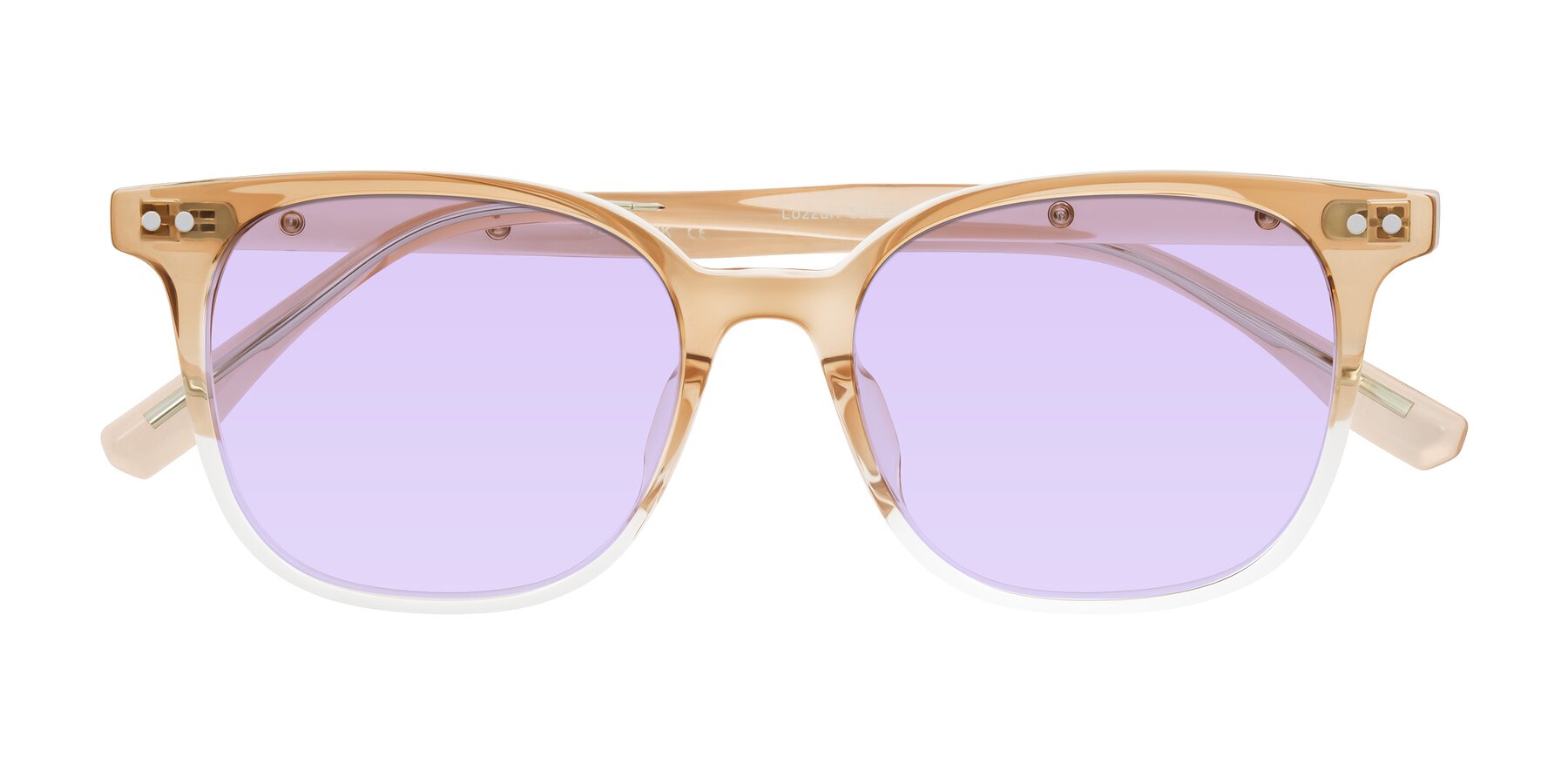 Folded Front of Lozzuri in Gradient Champagne with Light Purple Tinted Lenses