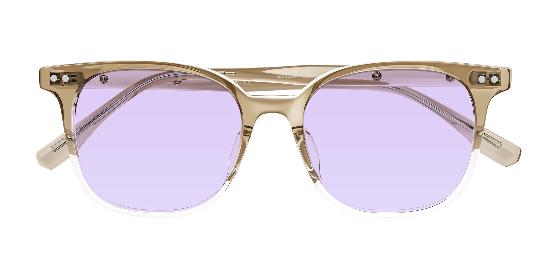 Folded Front of Lozzuri in Gradient Champagne with Light Purple Tinted Lenses