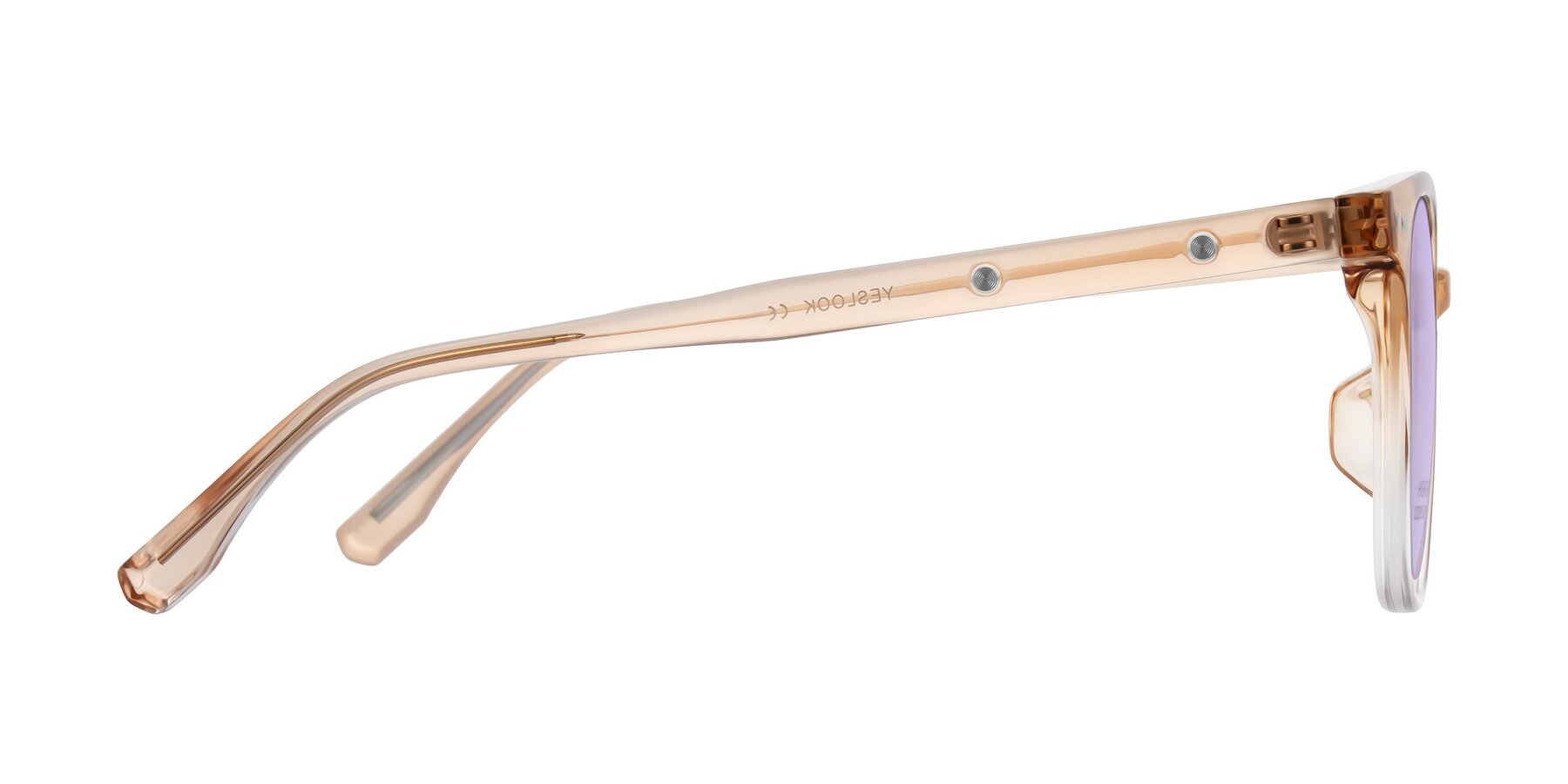 Side of Lozzuri in Gradient Champagne with Light Purple Tinted Lenses